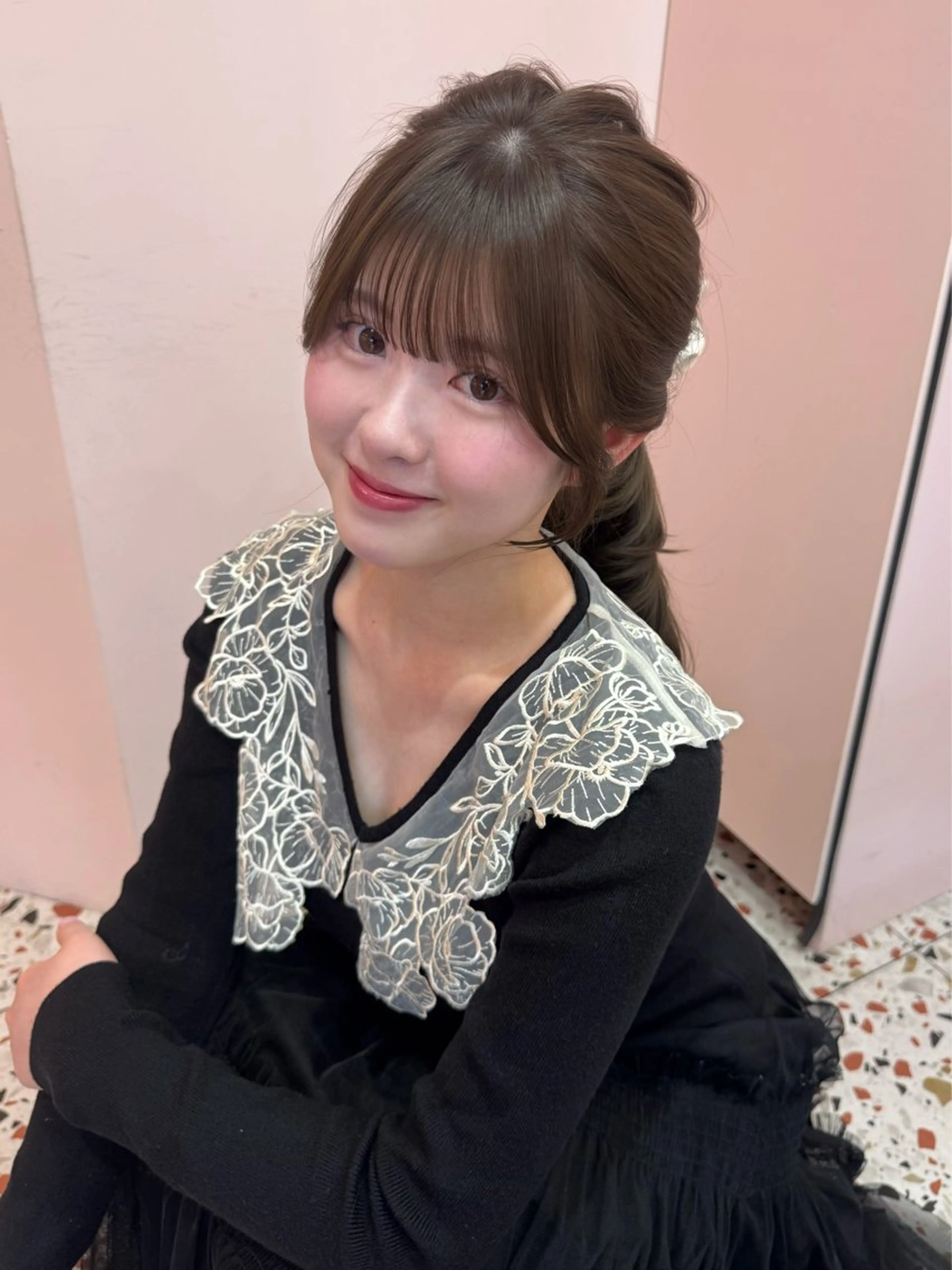 ロング ラベンダーベージュ 顔まわりレイヤー 顔周りカット 韓国風ヘア レイヤーカット カット ヘアカラー 顔周り/透明感カラー REINA𓍯のヘアスタイル