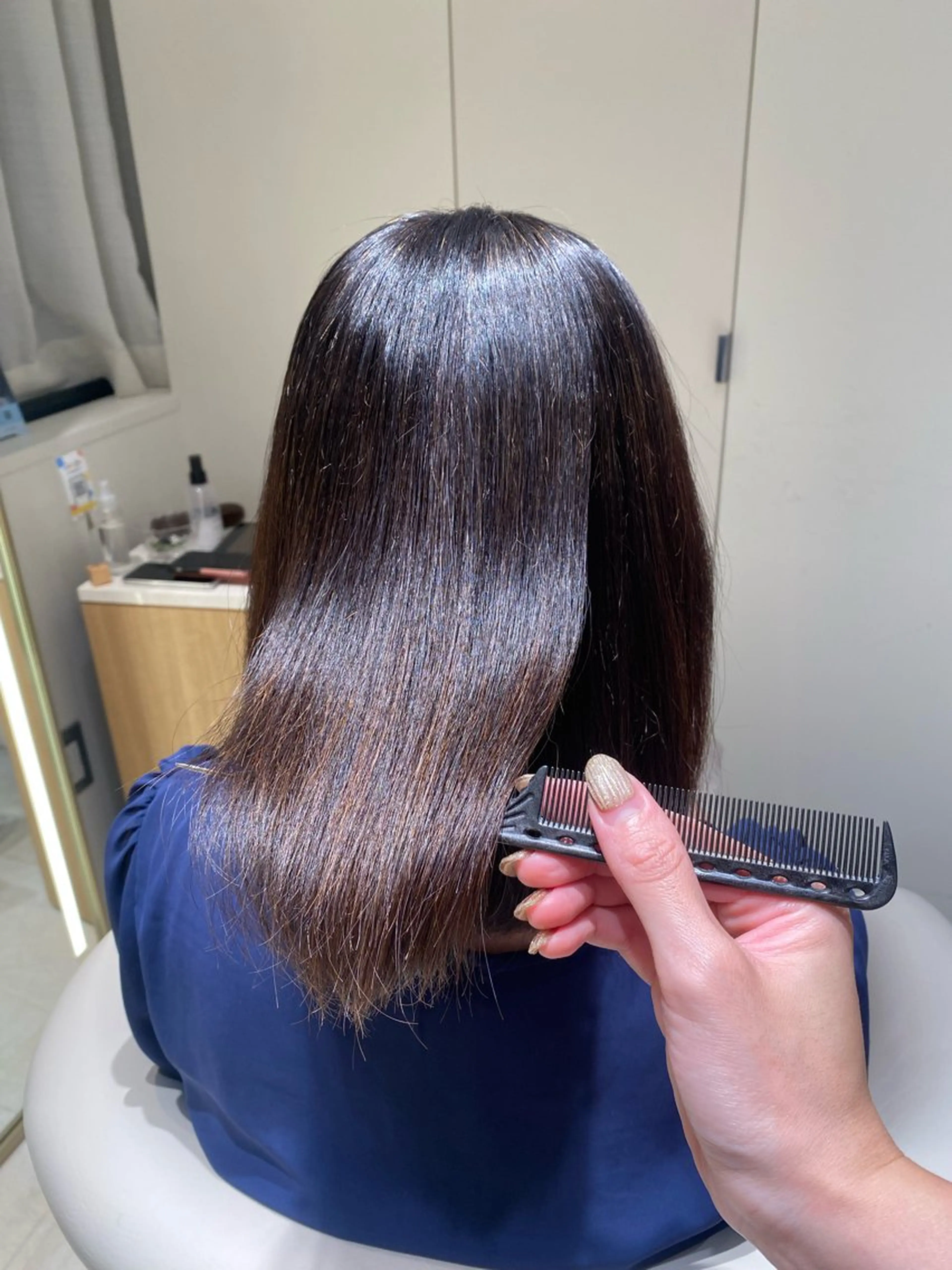 ミディアム 縮毛矯正 酸性ストレート 🫧ナギサ/本厚木/ ボブ/ミディアム🫧のヘアスタイル