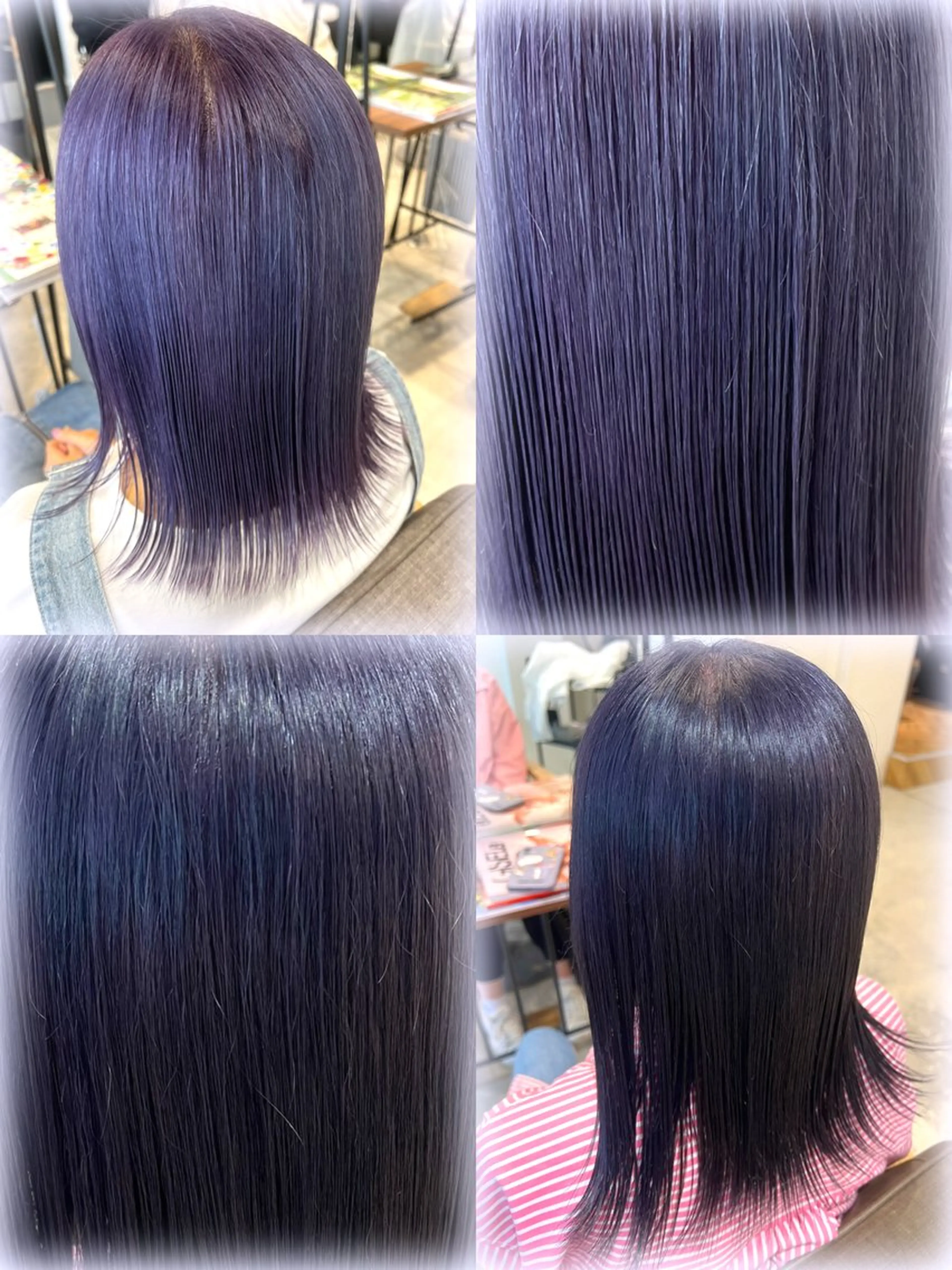 ミディアム カラー ブリーチ ダブルカラー ラベンダーカラー ブリーチなしカラー カット ヘアカラー トリートメント 🪽ラベンダーカラー 暗髪透明感🪽レイナのヘアスタイル