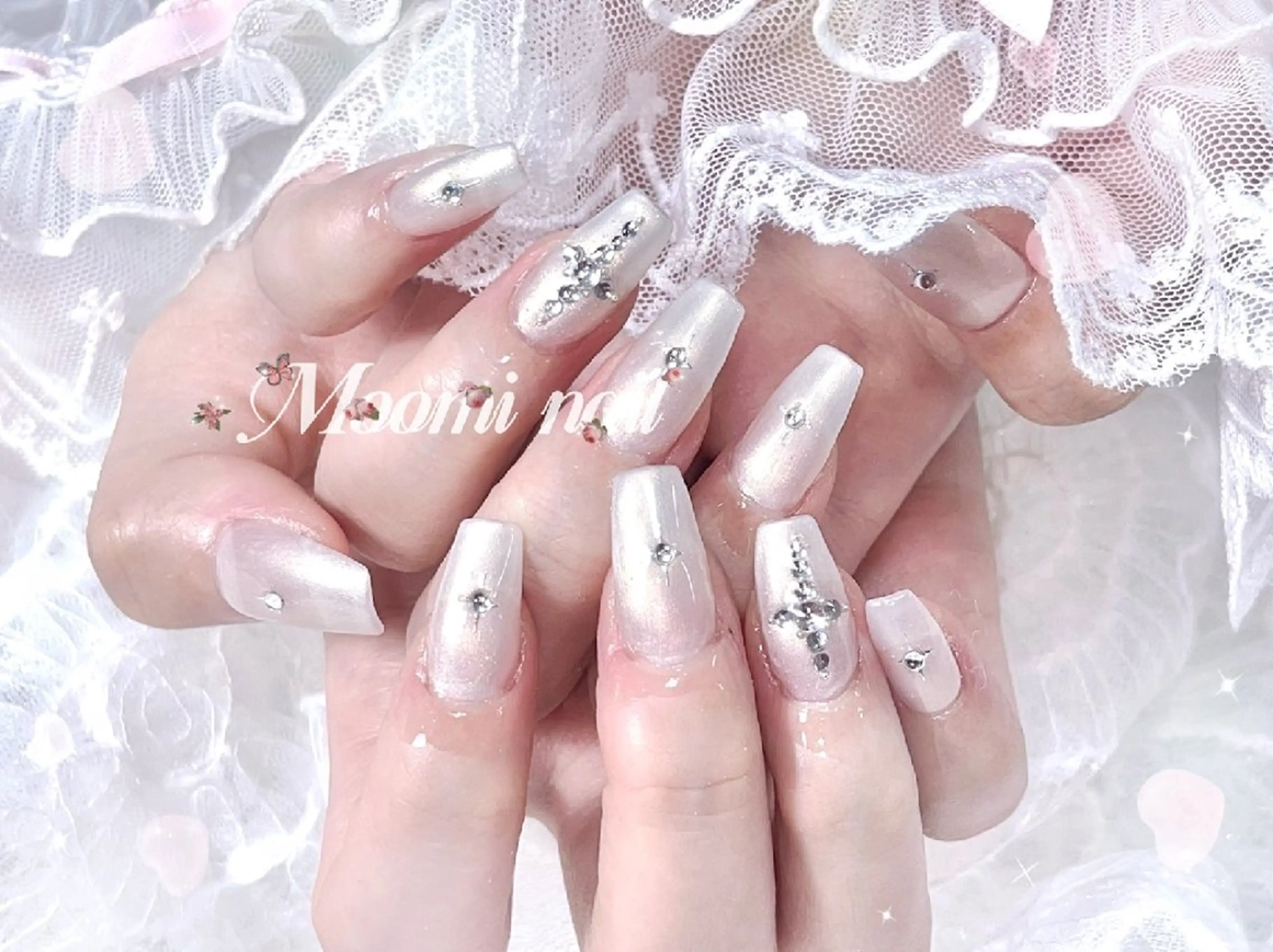 ネイル アートネイル 成人式 長さ出し フットネイル フレンチネイル moomi nail スカルプ専門のネイルデザイン