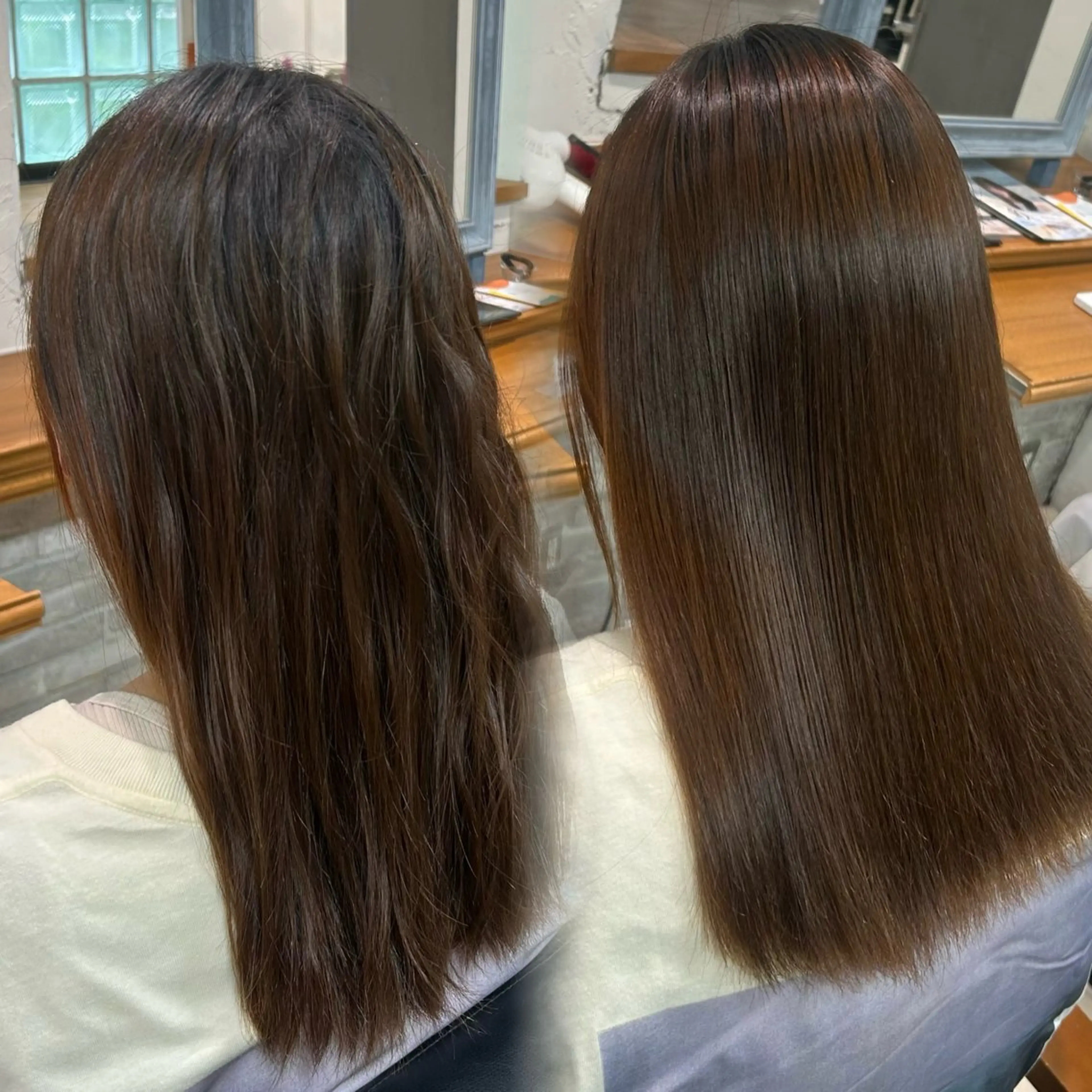 セミロング 縮毛矯正 🩶【巻ける縮毛 矯正】🩶蘭のヘアスタイル