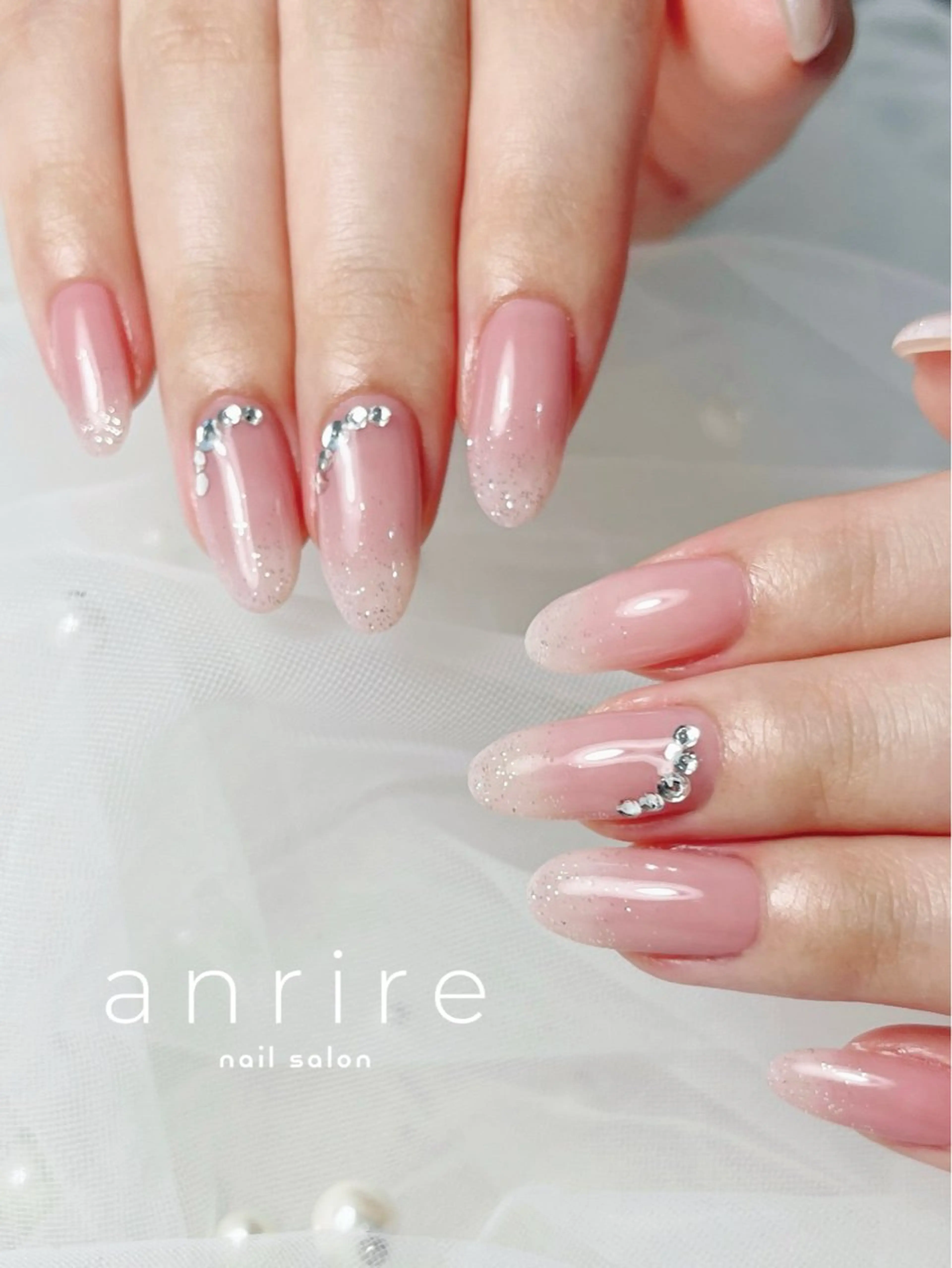 ネイル ジェルネイル キラキラネイル ラメ(グリッター) パラジェル ピンク ハンドネイル nailsalon anrireのネイルデザイン