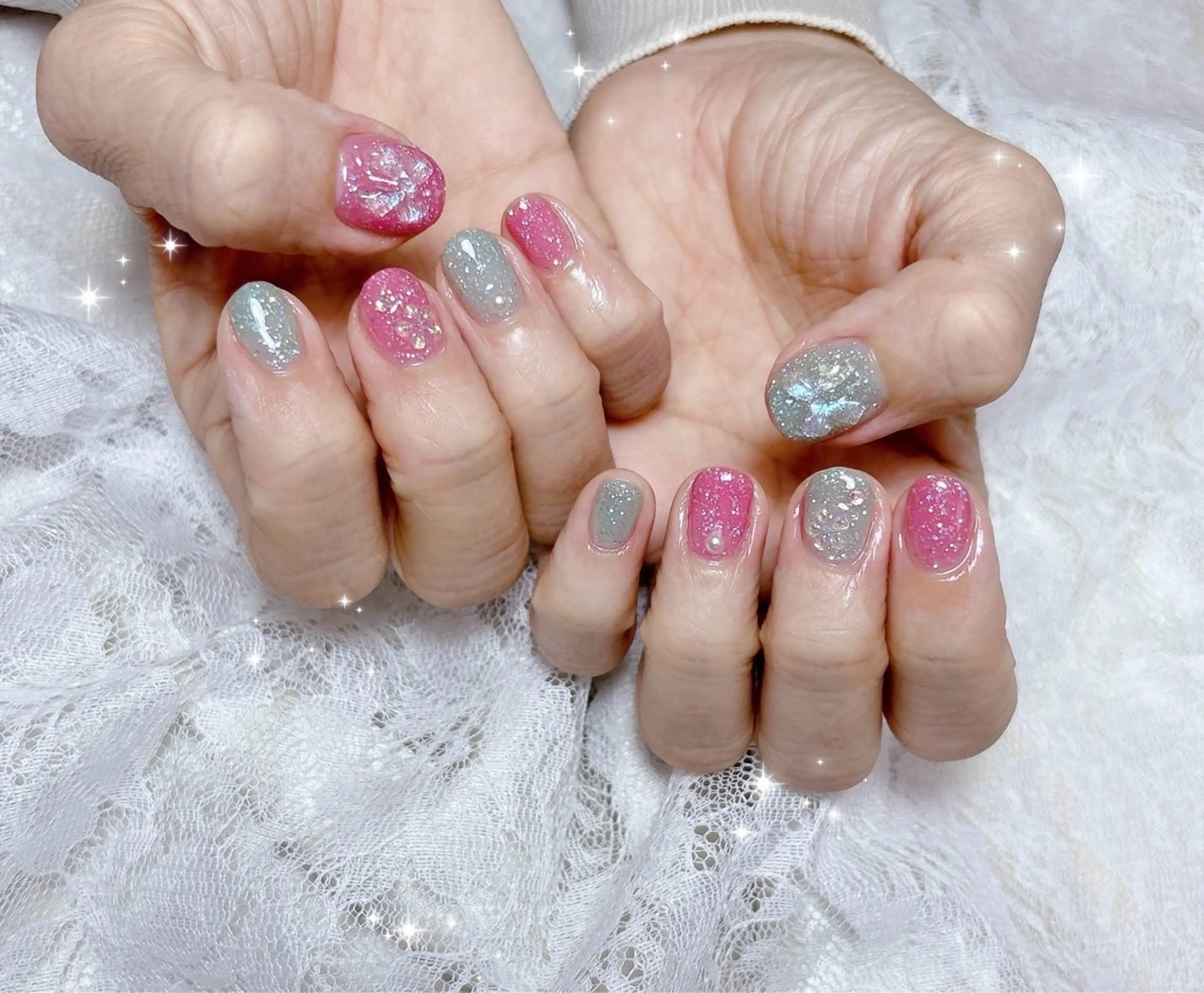 ネイル キラキラネイル ハンドネイル FLARE NAIL フレアネイルのネイルデザイン