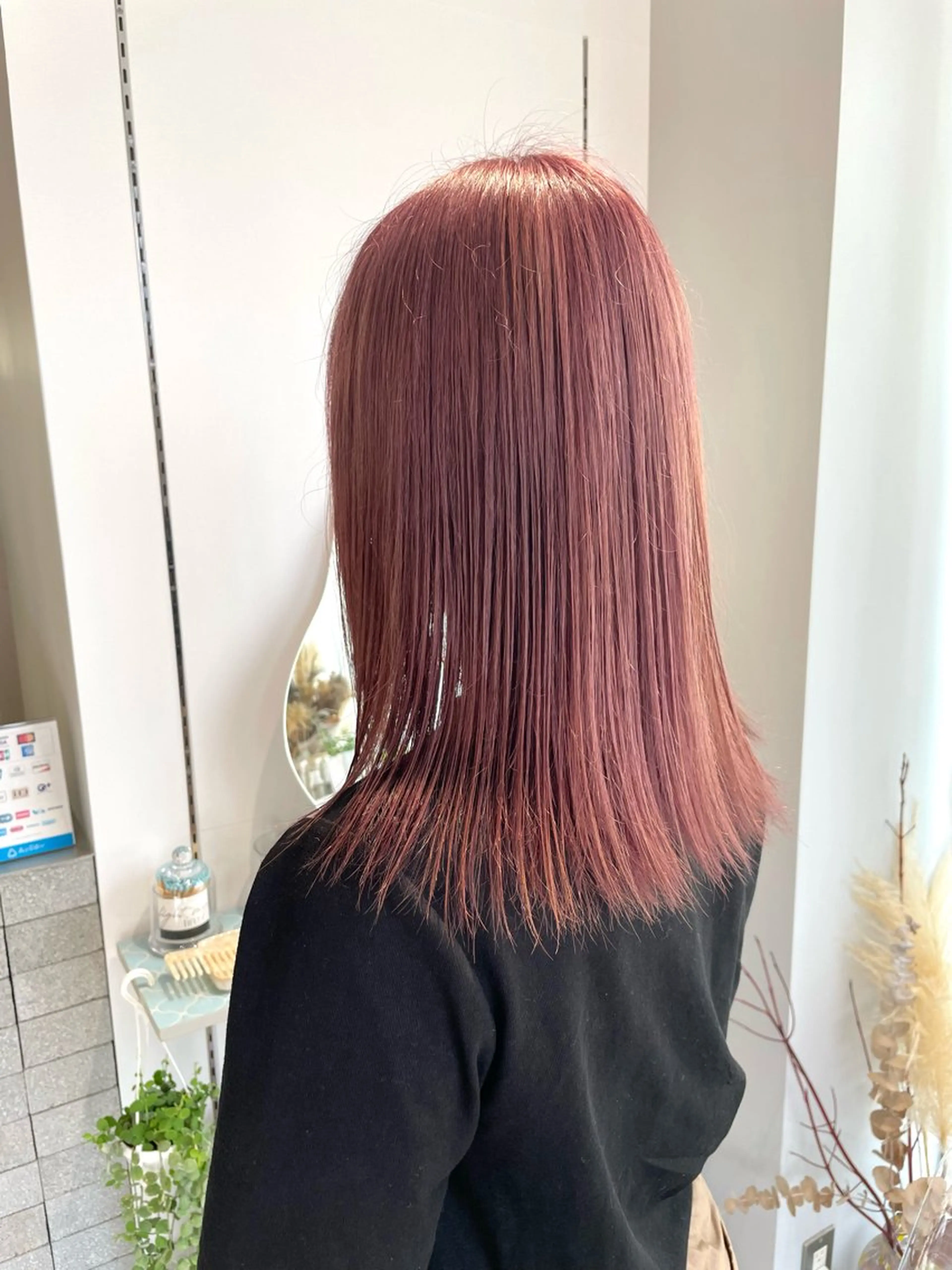 ミディアム カラー ピンクカラー ピンクパープル パープルカラー 髪質改善×美髪矯正 艶髪カラー　阪口のヘアスタイル