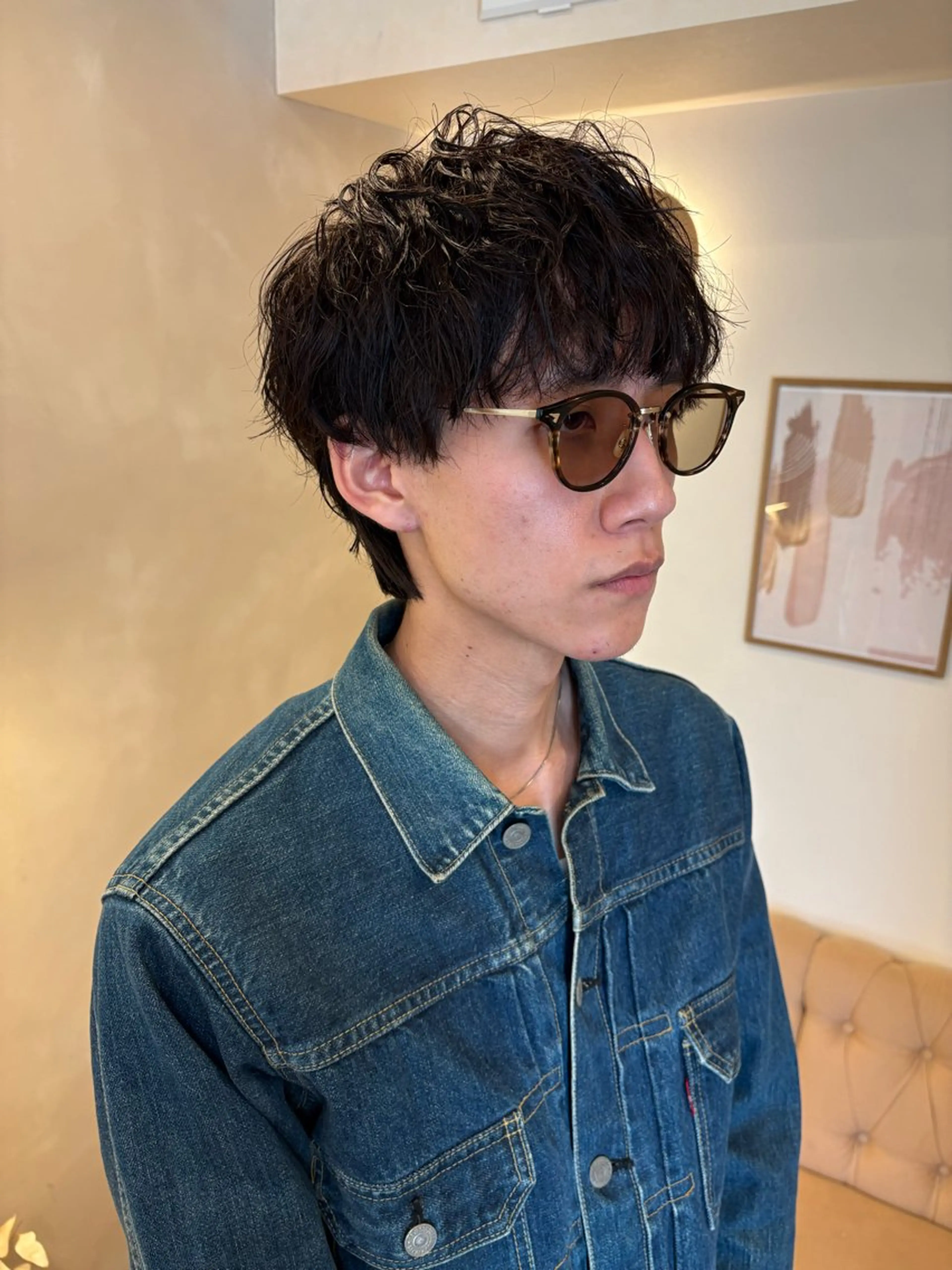 ミディアム パーマ メンズ ミディアムパーマ メンズパーマ カット パーマ トリートメント ツイスパ/波巻き 鈴木教介👯‍♀️のヘアスタイル
