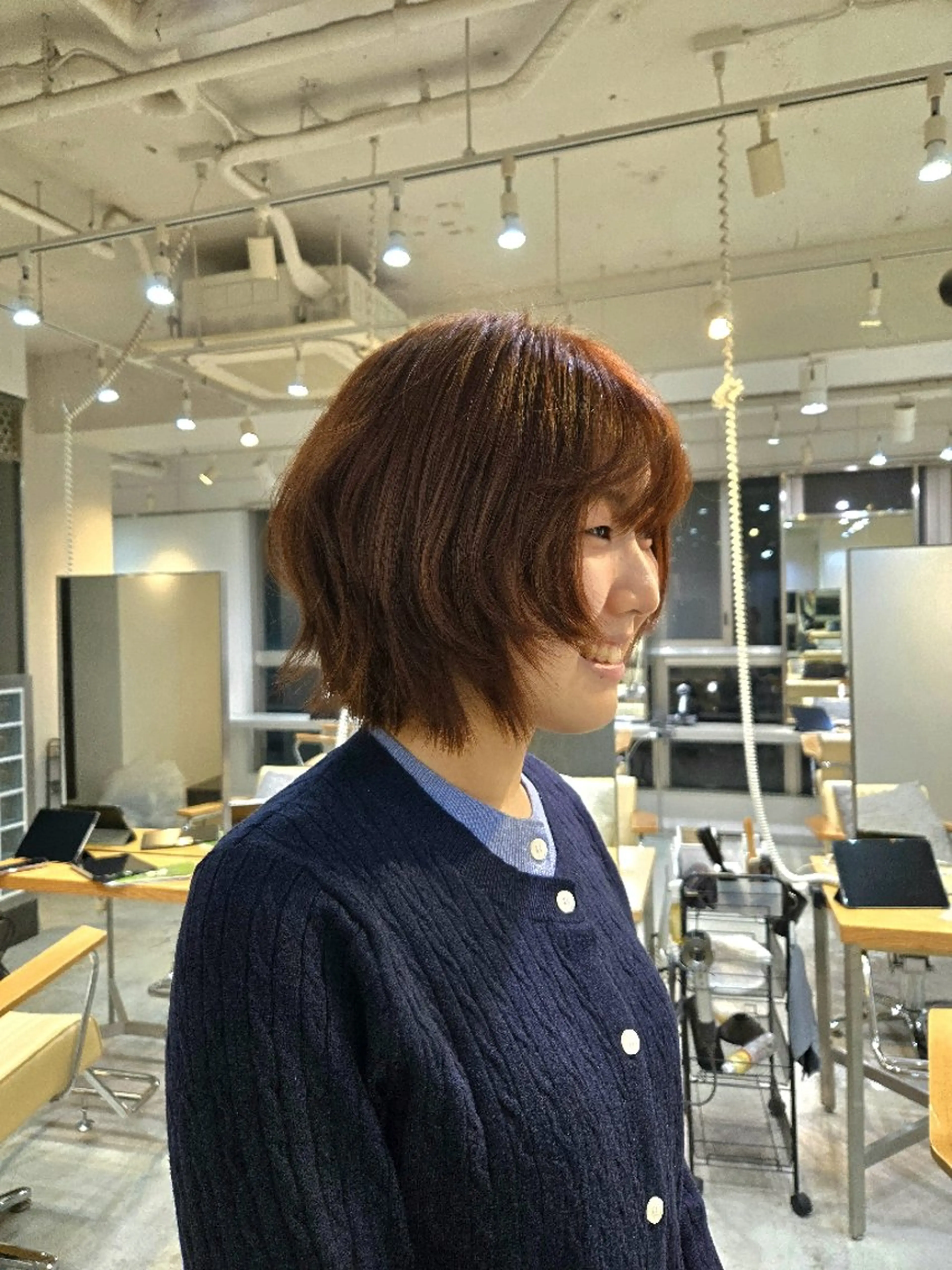 ミディアム オレンジブラウン ヘアカラー UCHIBORI NAMIのヘアスタイル