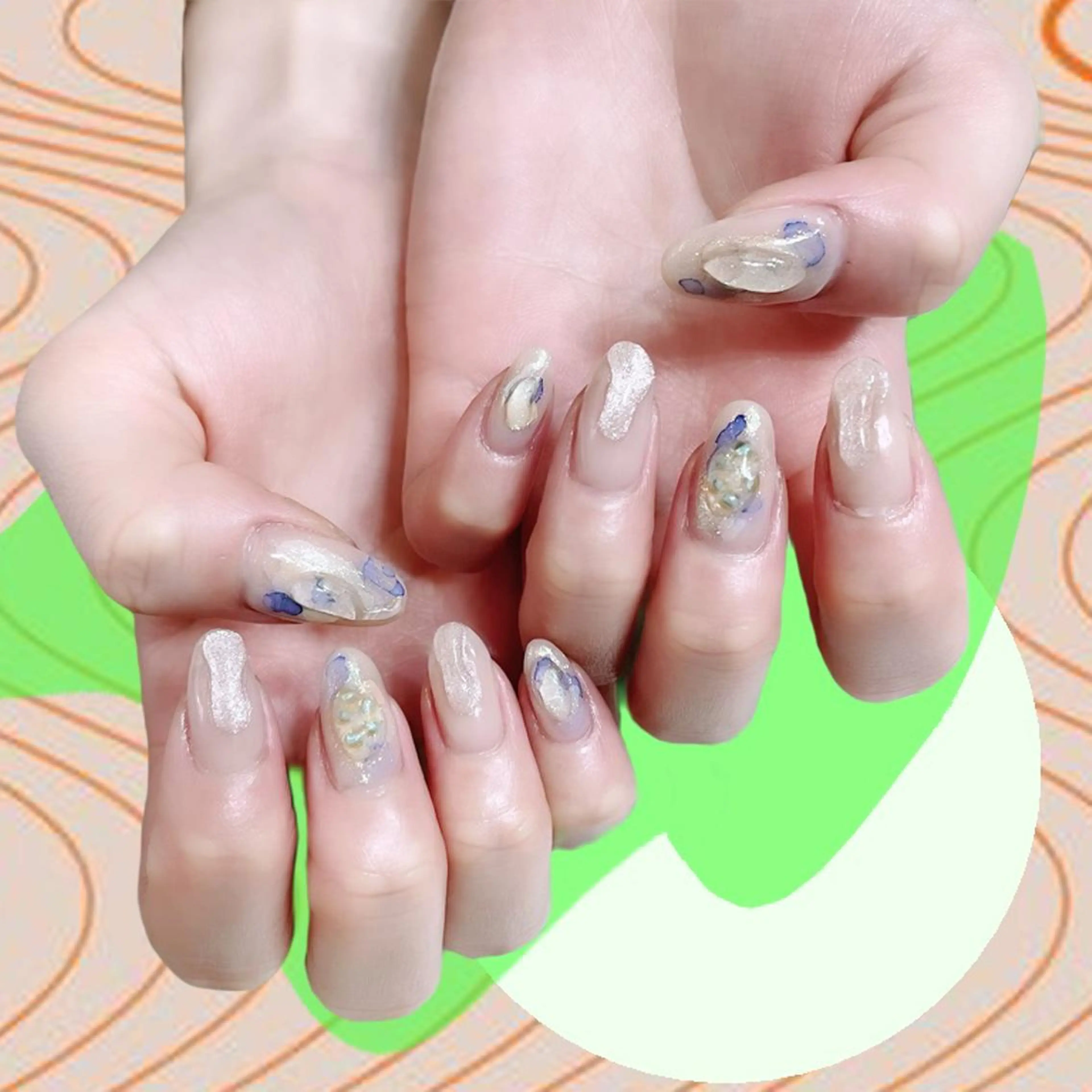 ネイル オーロラネイル 氷ネイル・うるうるネイル 韓国ネイル マグネットネイル ミラーネイル ハンドネイル VOLLMOND nailのネイルデザイン