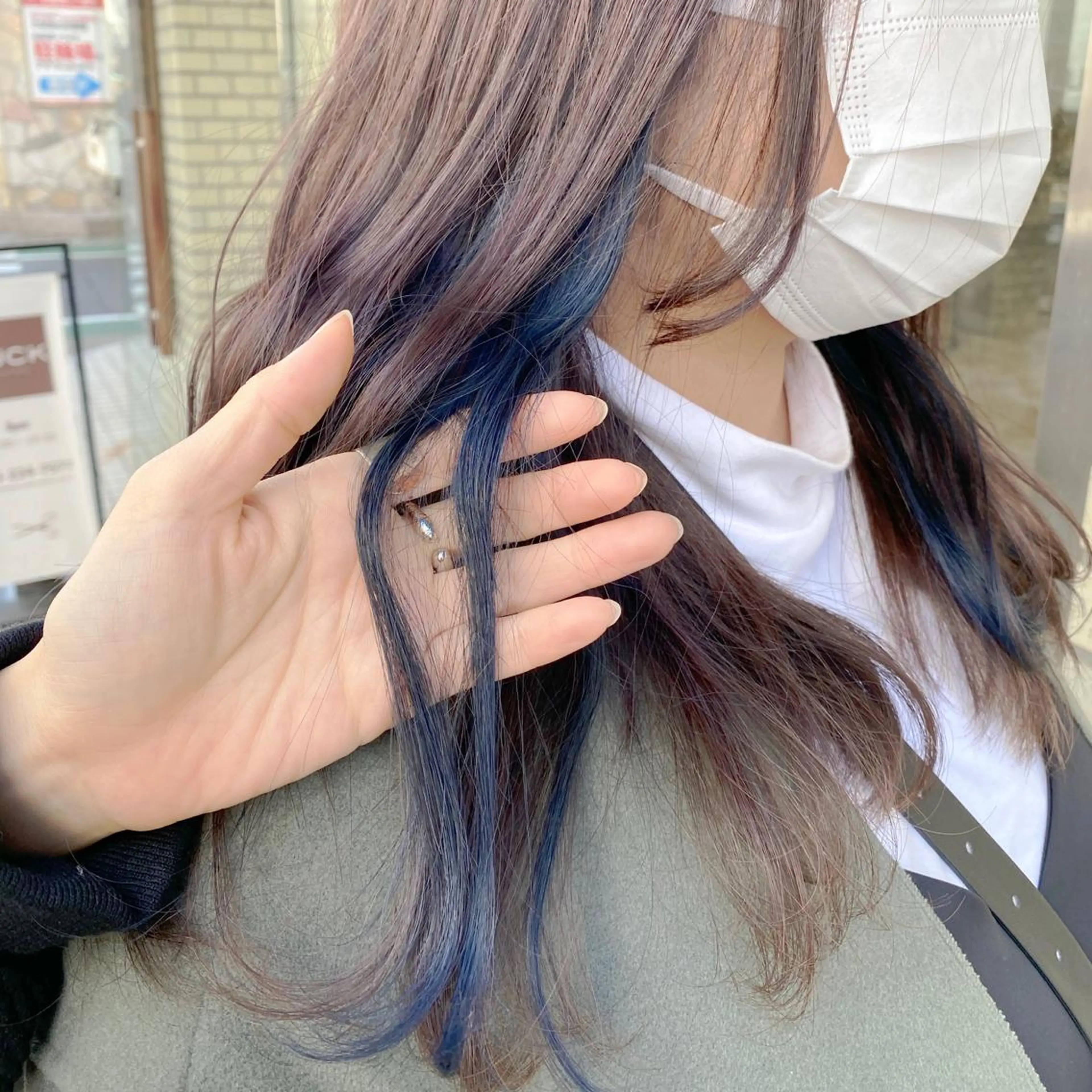 ロング カラー ブルーカラー イヤリングカラー ネイビーカラー ブリーチ/髪質改善 🍊MASAKiのヘアスタイル