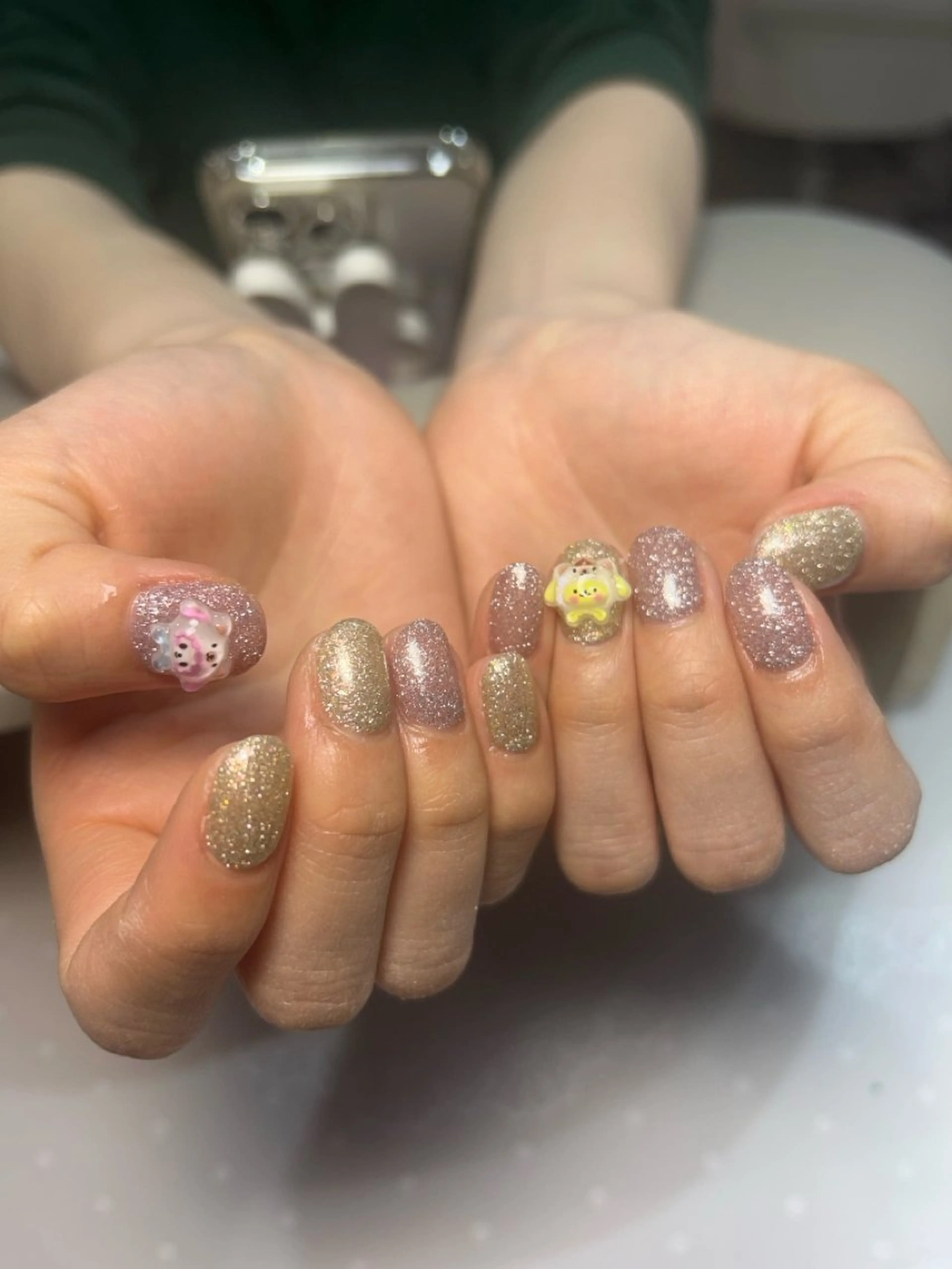 ネイル ラメ(グリッター) りぼんRe:born 🎀のネイルデザイン