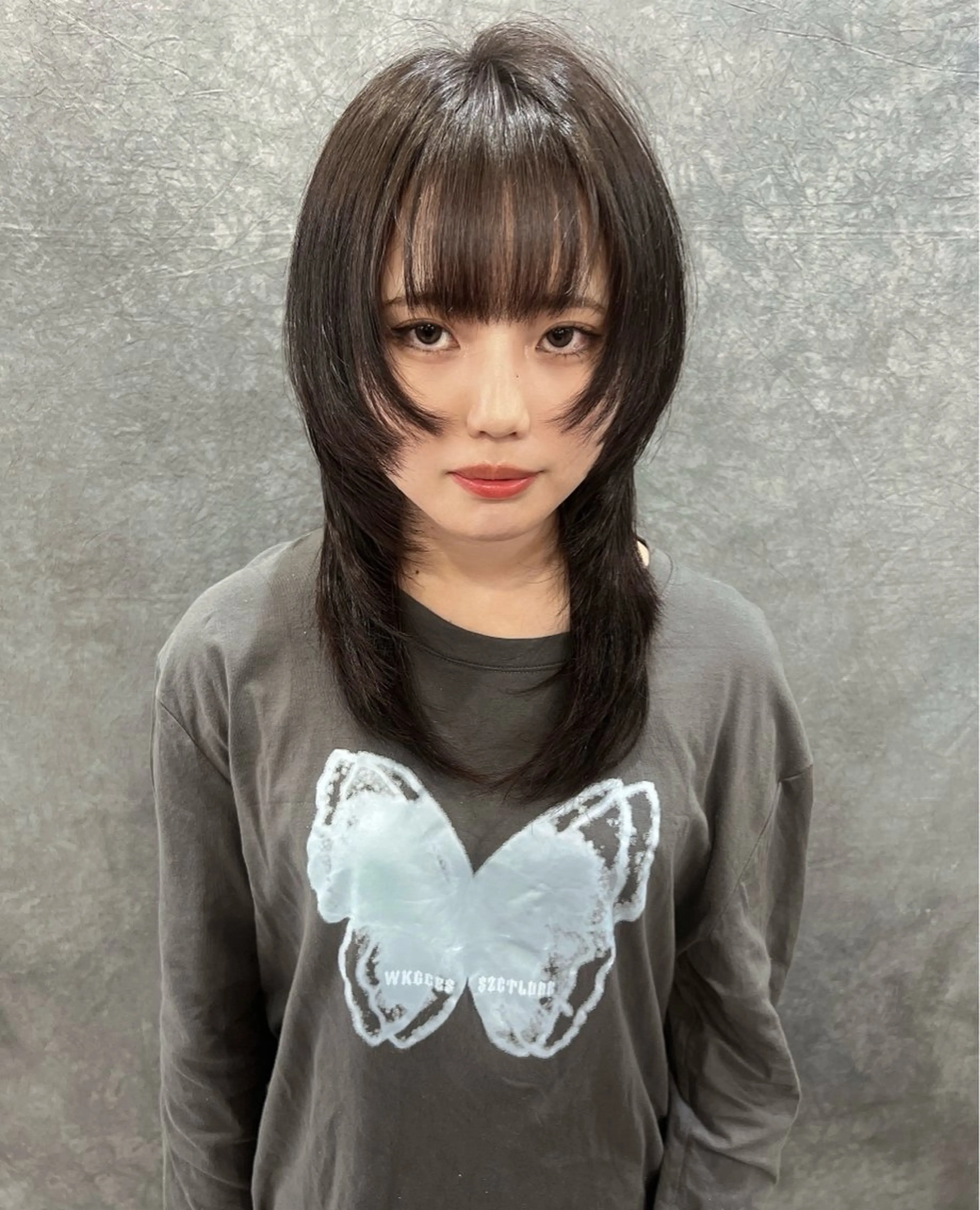 セミロング カット 縮毛矯正 トリートメント ブリーチ/ウルフ ハッシュカット/石山のヘアスタイル