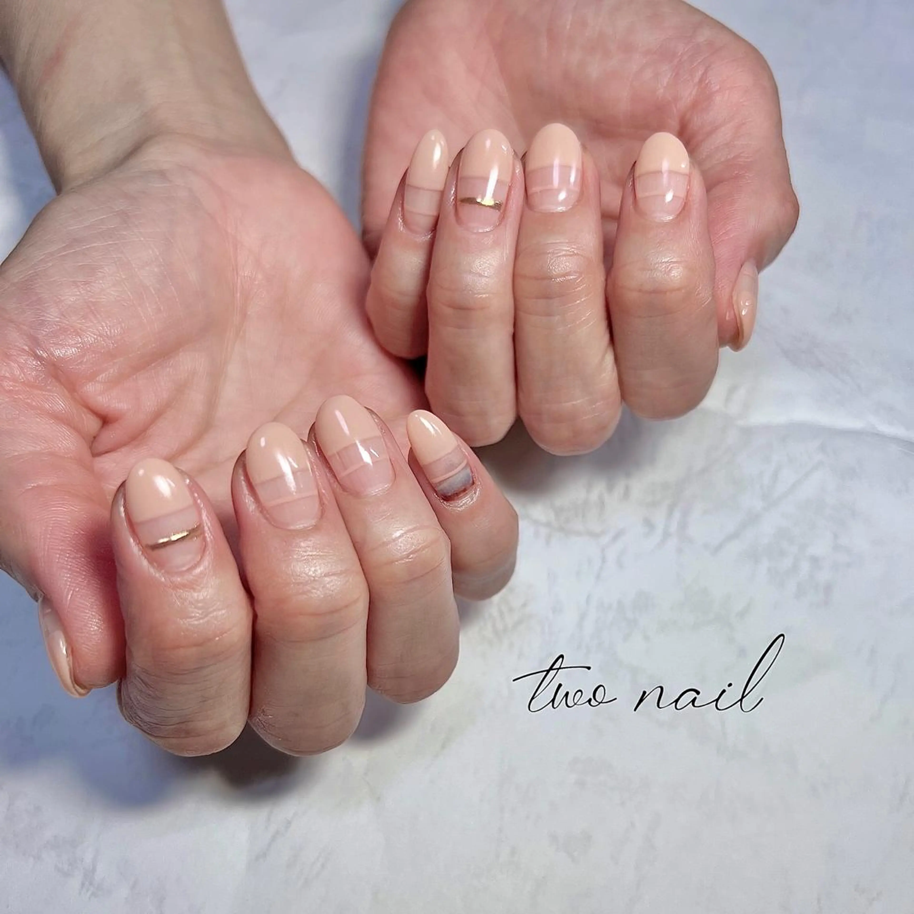 ネイル アートネイル フットネイル ハート ニュアンスネイル ホワイト two nailのネイルデザイン