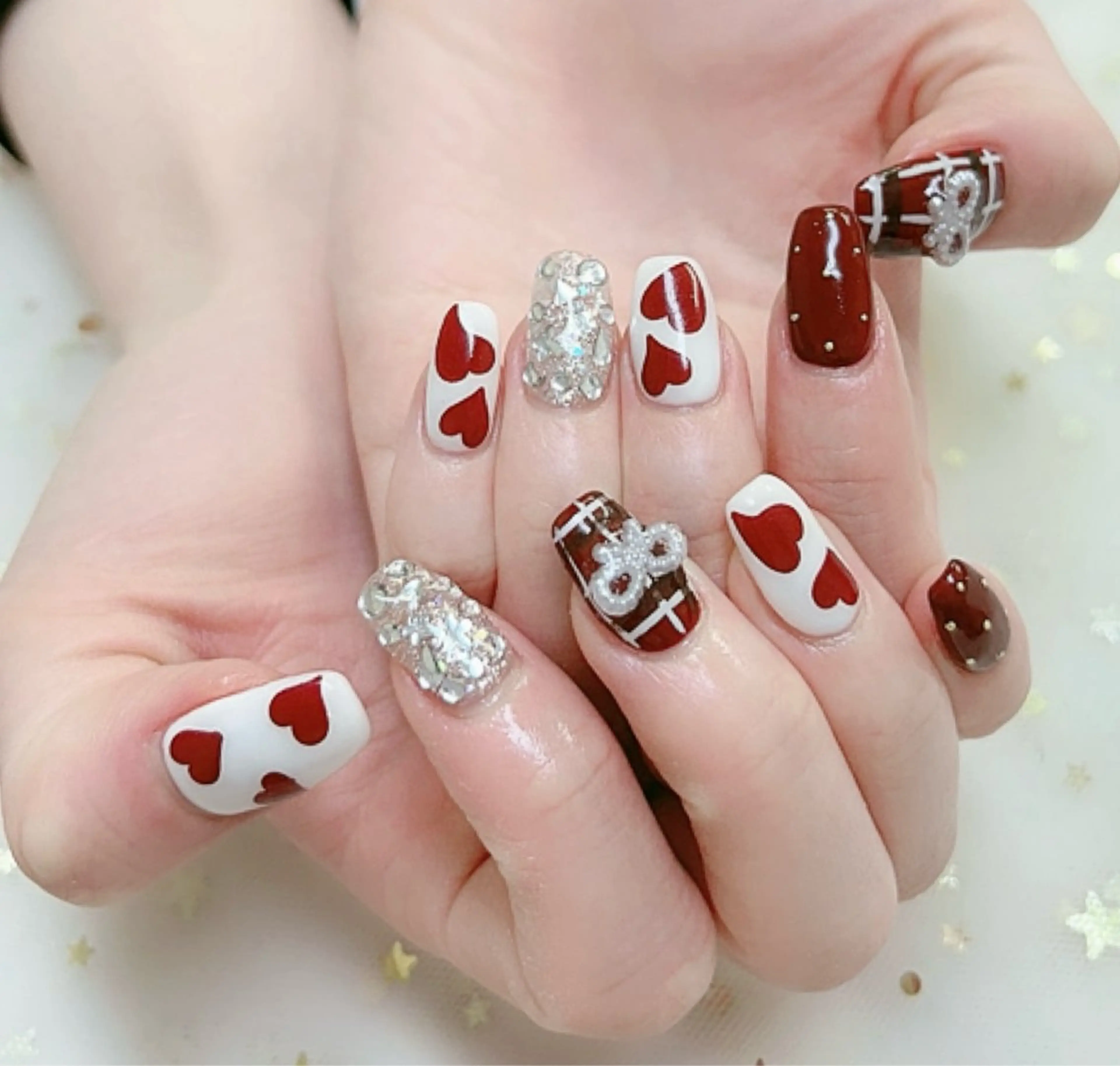 ネイル ハート ハンドネイル 上福岡 らんらんのネイルデザイン