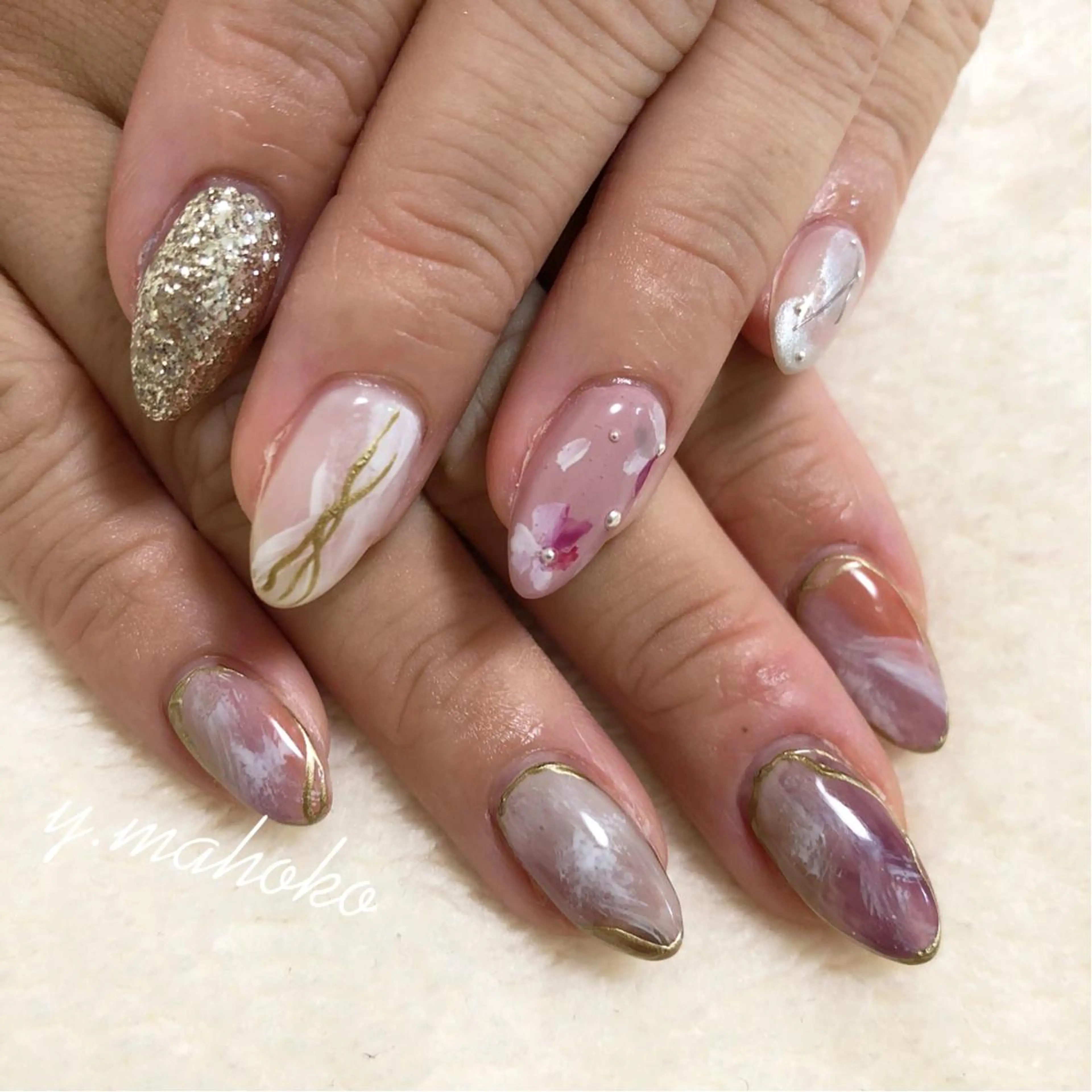 ネイル ハンドネイル パラジェル有/ 長さだし/mahoのネイルデザイン