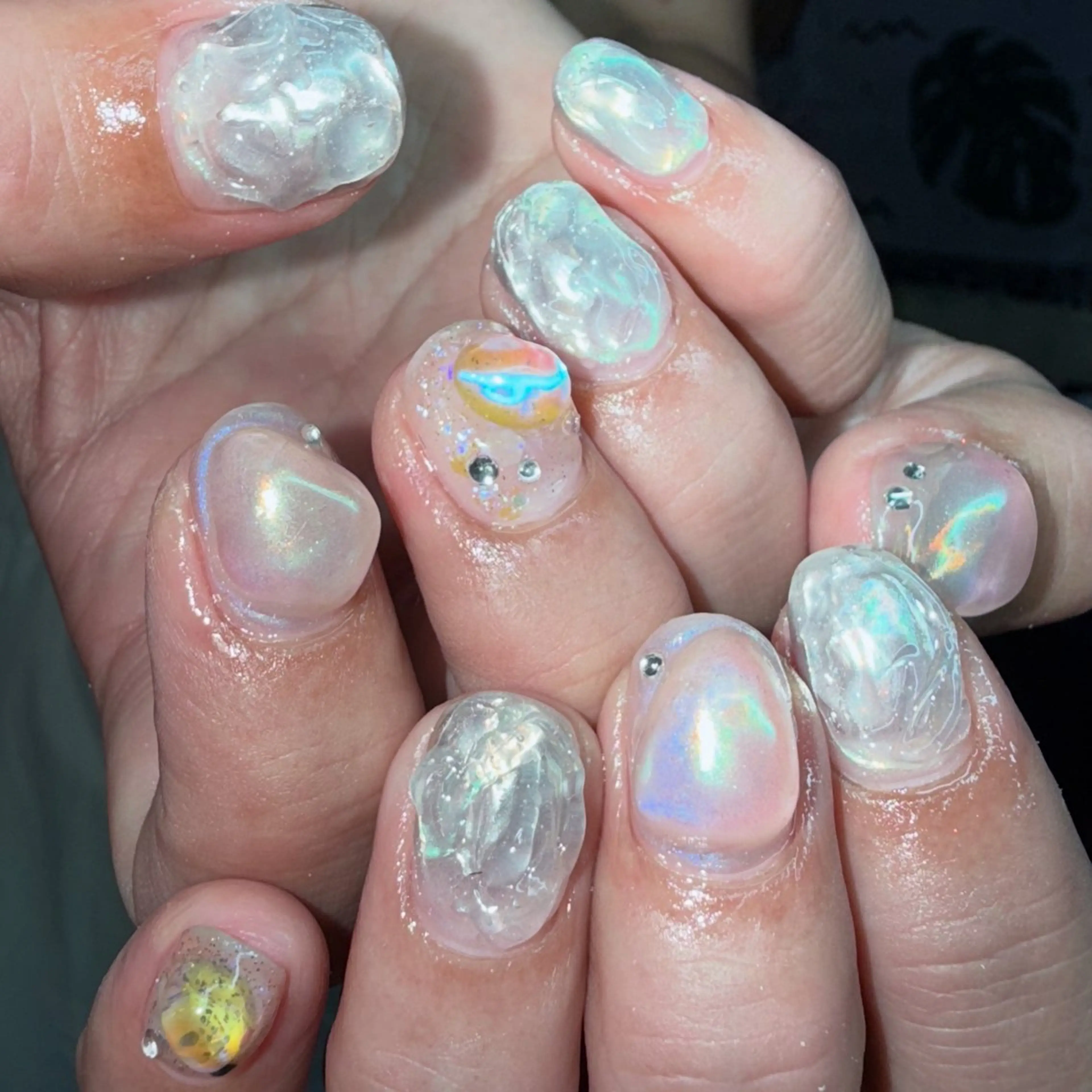 ネイル オーロラネイル ニュアンスネイル シンプルネイル ハンドネイル posa nail モエミのネイルデザイン