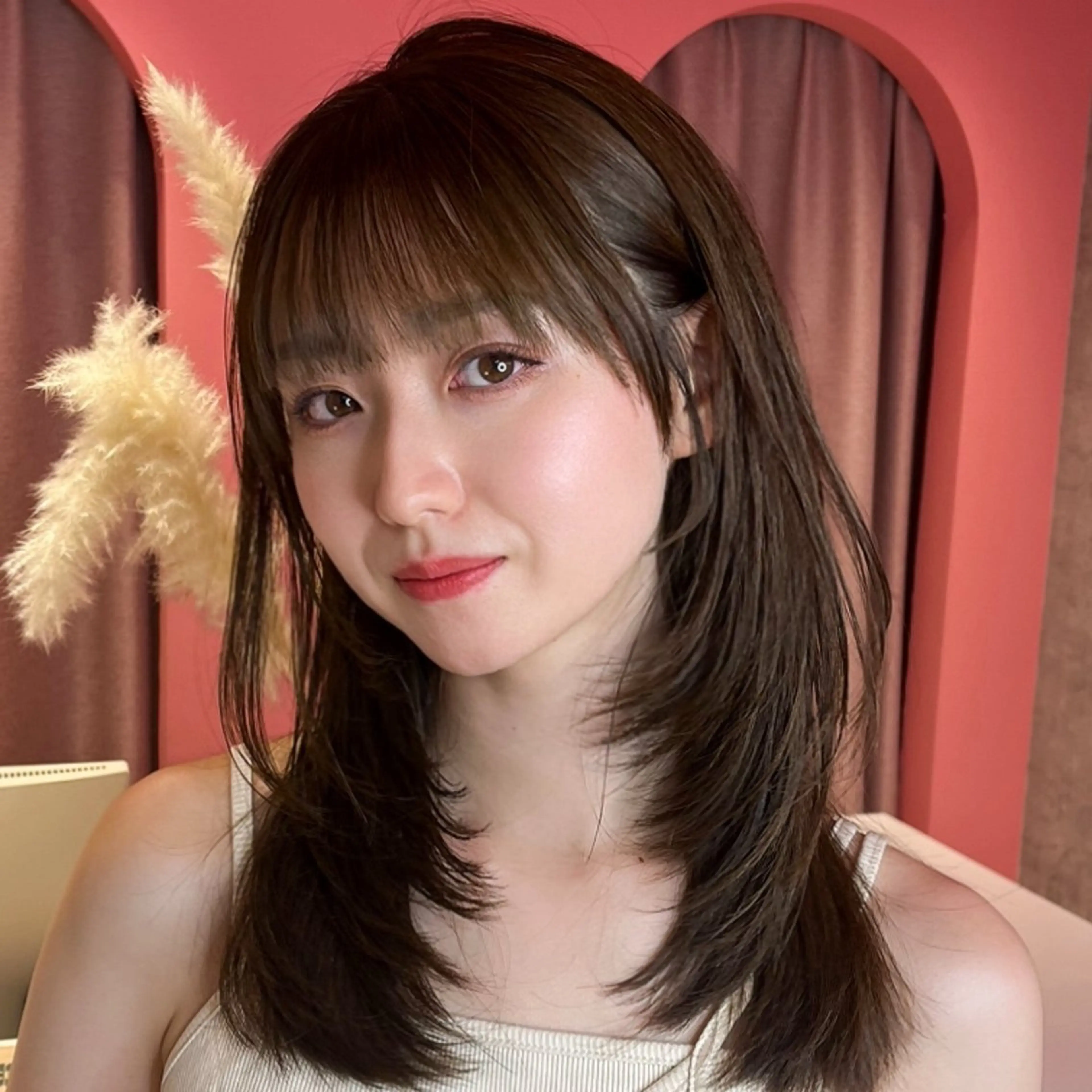 ミディアム カラー カット 縮毛矯正 トリートメント 山崎/ボブ縮毛矯正 レイヤー髪質改善のヘアスタイル