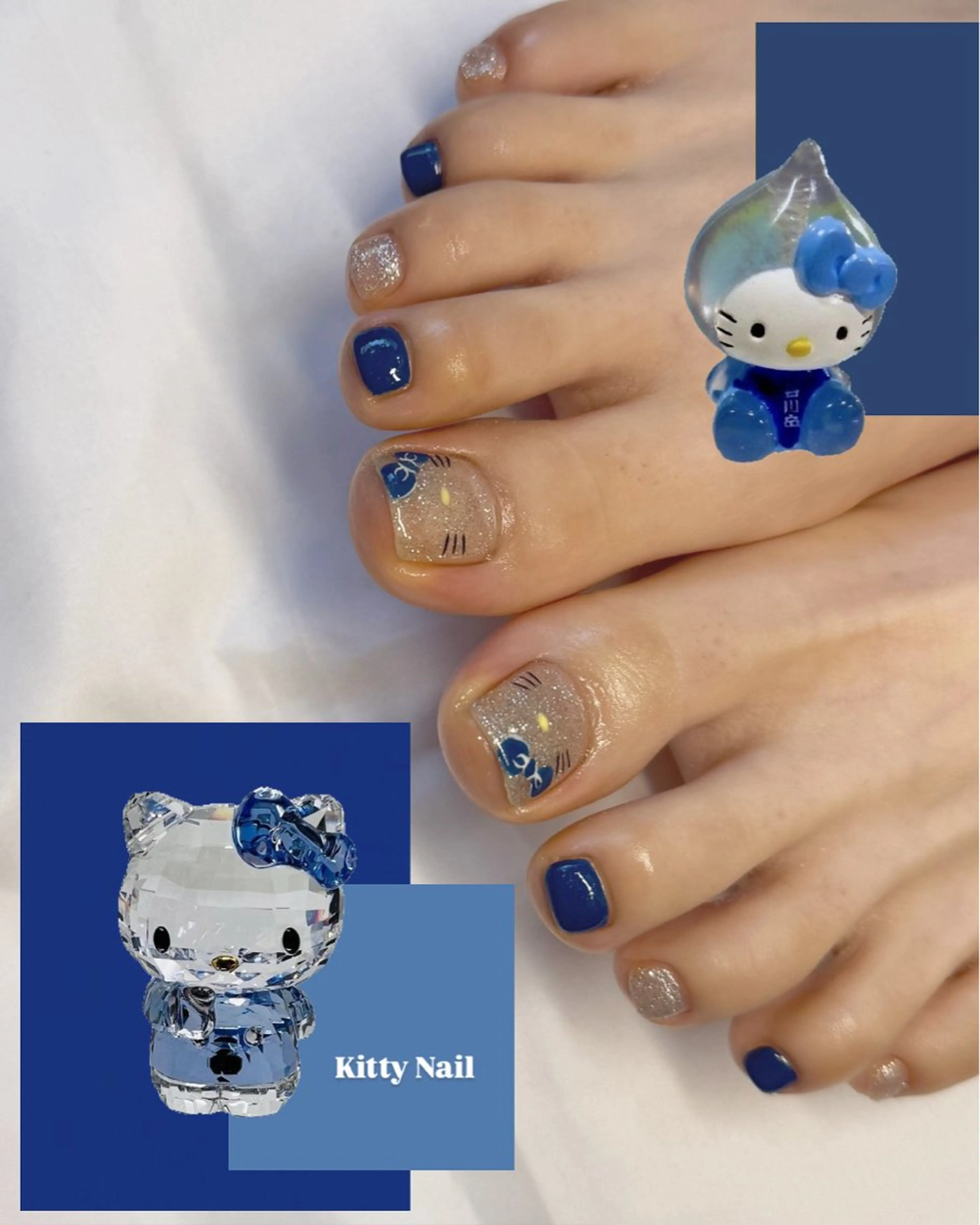 ネイル ブルー ジェルネイル ハンドネイル フットネイル Angelique 田中/高崎のネイルデザイン