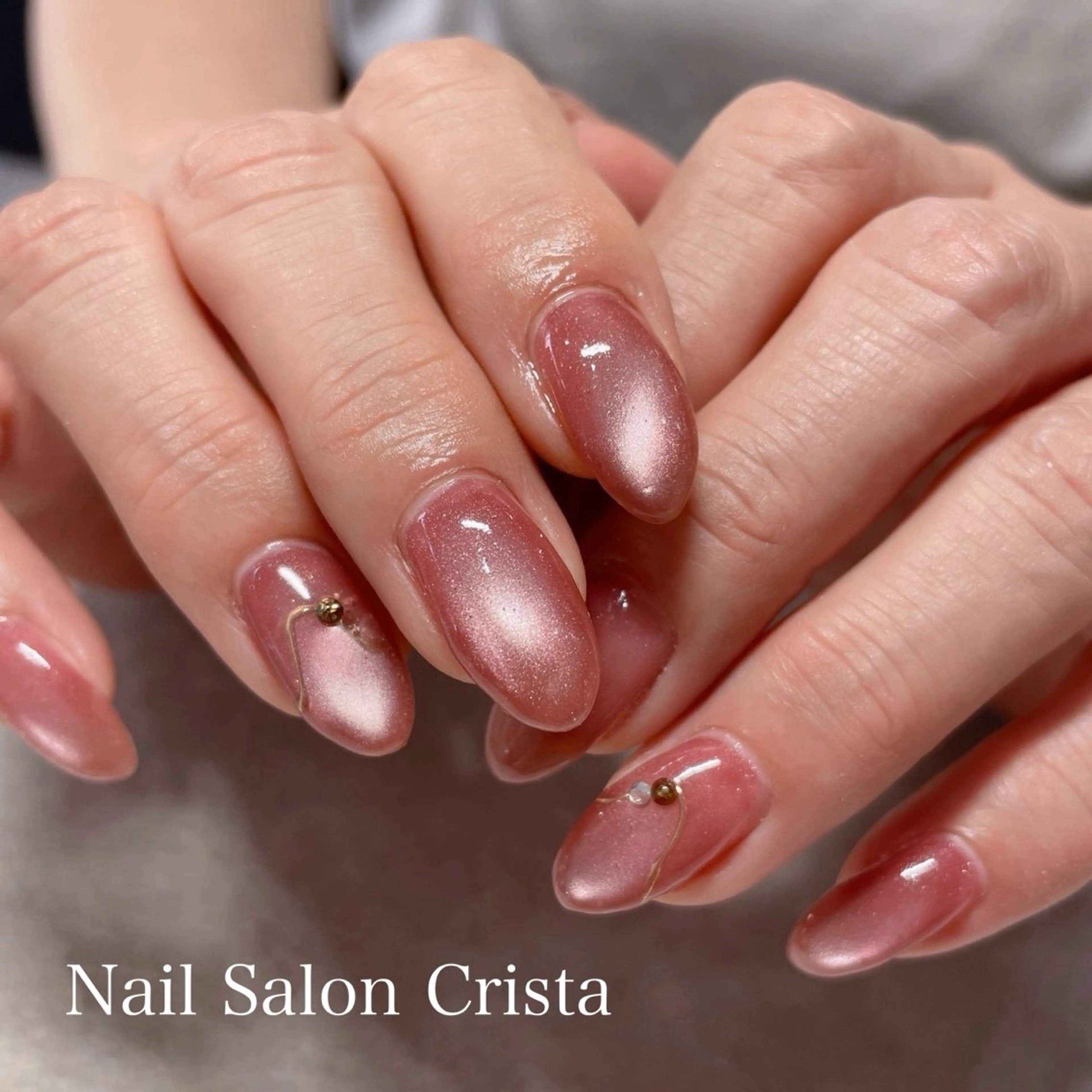 ネイル マグネットネイル ピンク ハンドネイル CRISTA MOMOのネイルデザイン