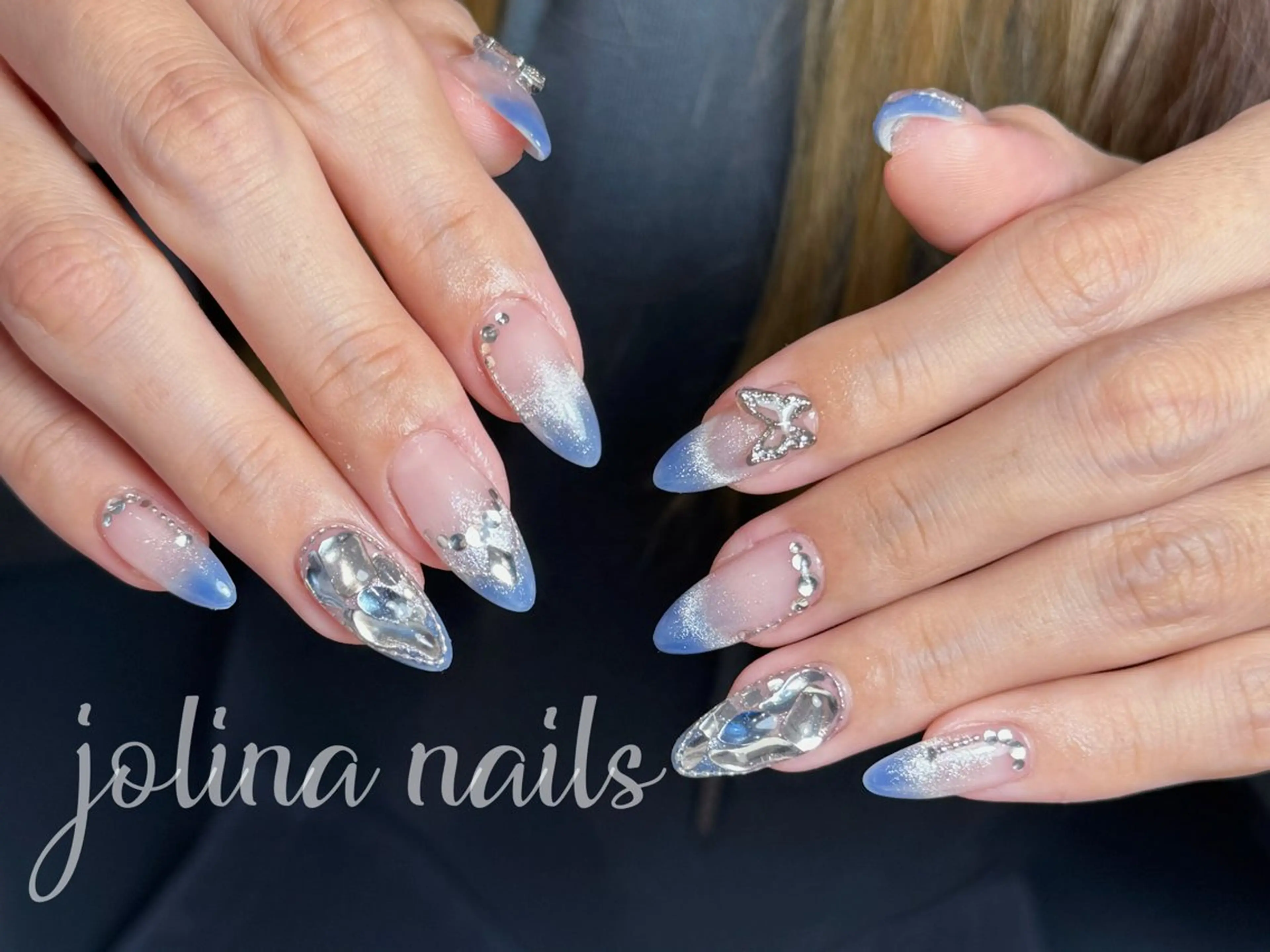 ネイル グラデーション マグネットネイル スカルプネイル jolina nails鶴見店のネイルデザイン
