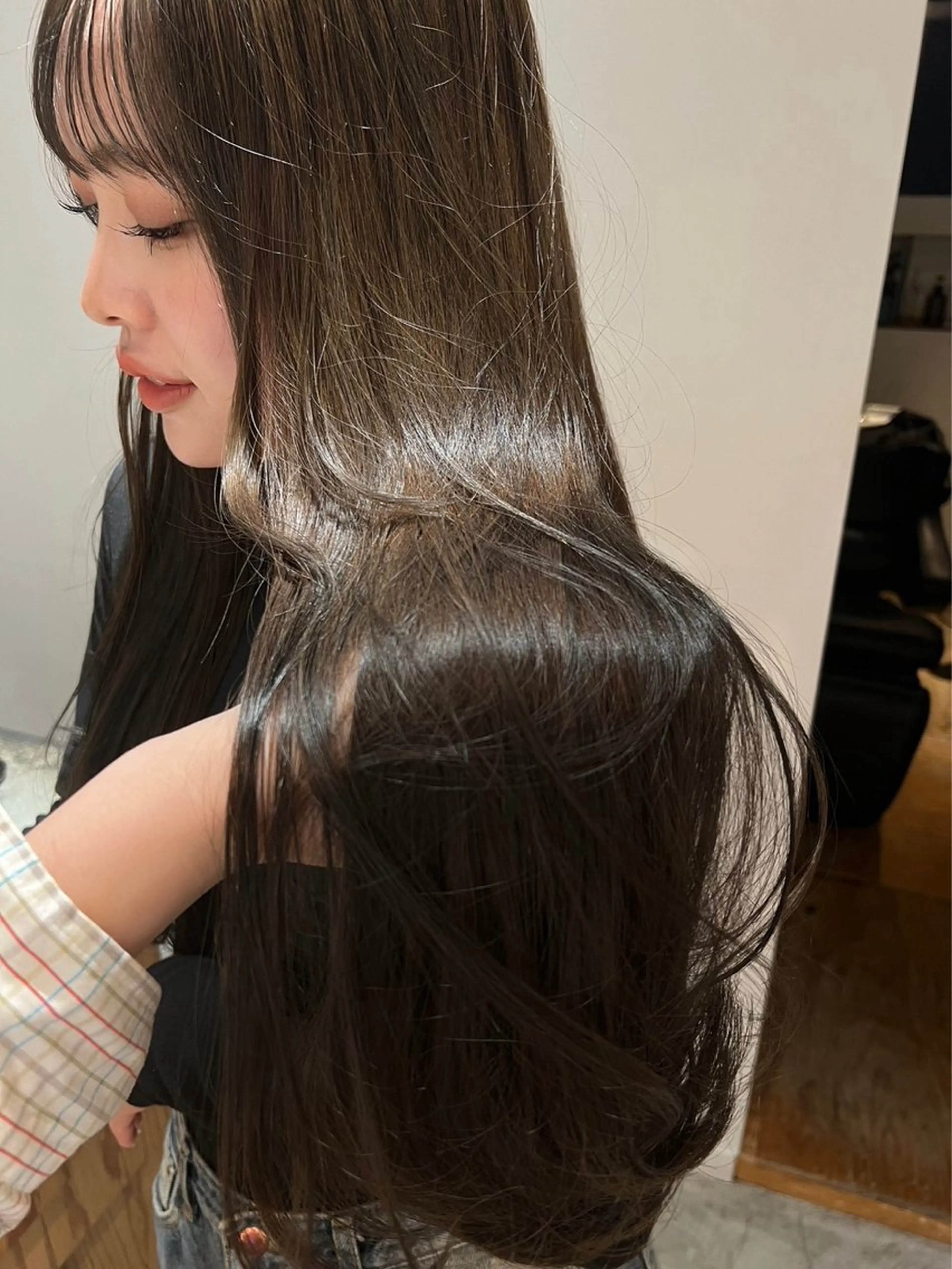 ロング カラー パーマ カット ヘアカラー レイヤー/透明感/ ブリーチなし/わかなのヘアスタイル