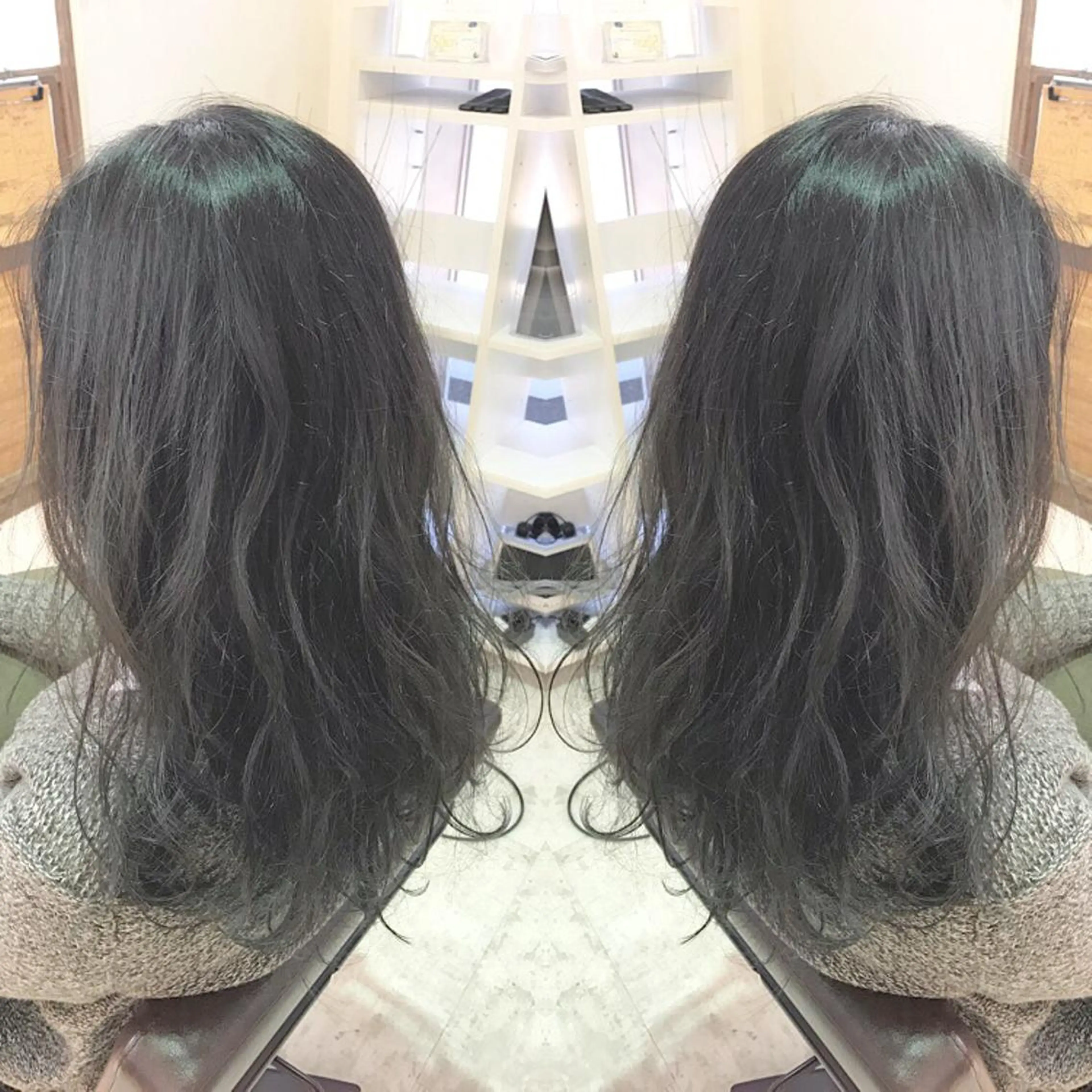 セミロング ロング カラー バレイヤージュ グレージュ レイヤーカット 青木 茂樹⭐️ 透明感カラーのヘアスタイル