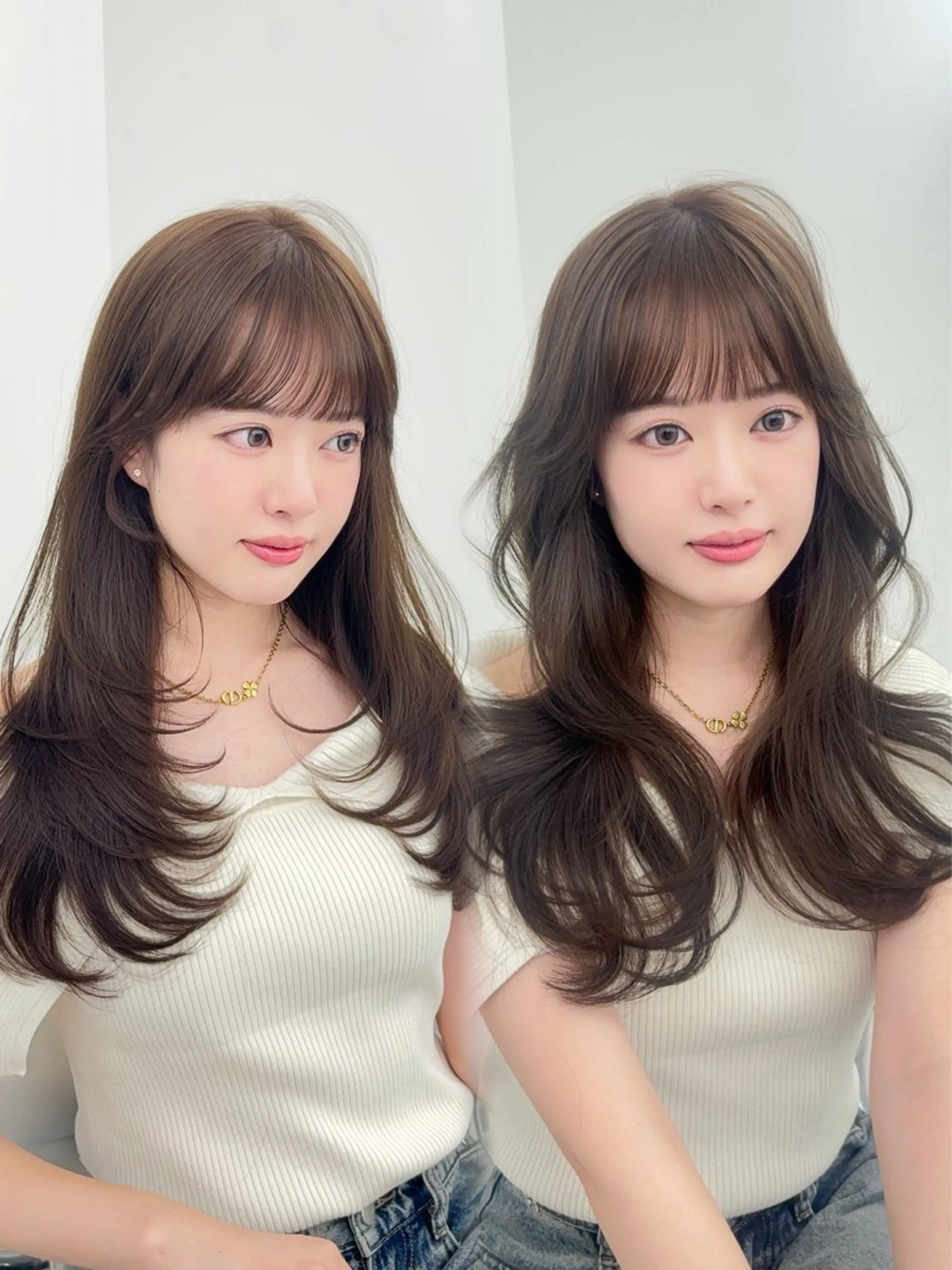 ロング カラー 小顔カット カット ヘアカラー トリートメント 韓国ヘア/レイヤー/ 顔まわり足立遥奈のヘアスタイル