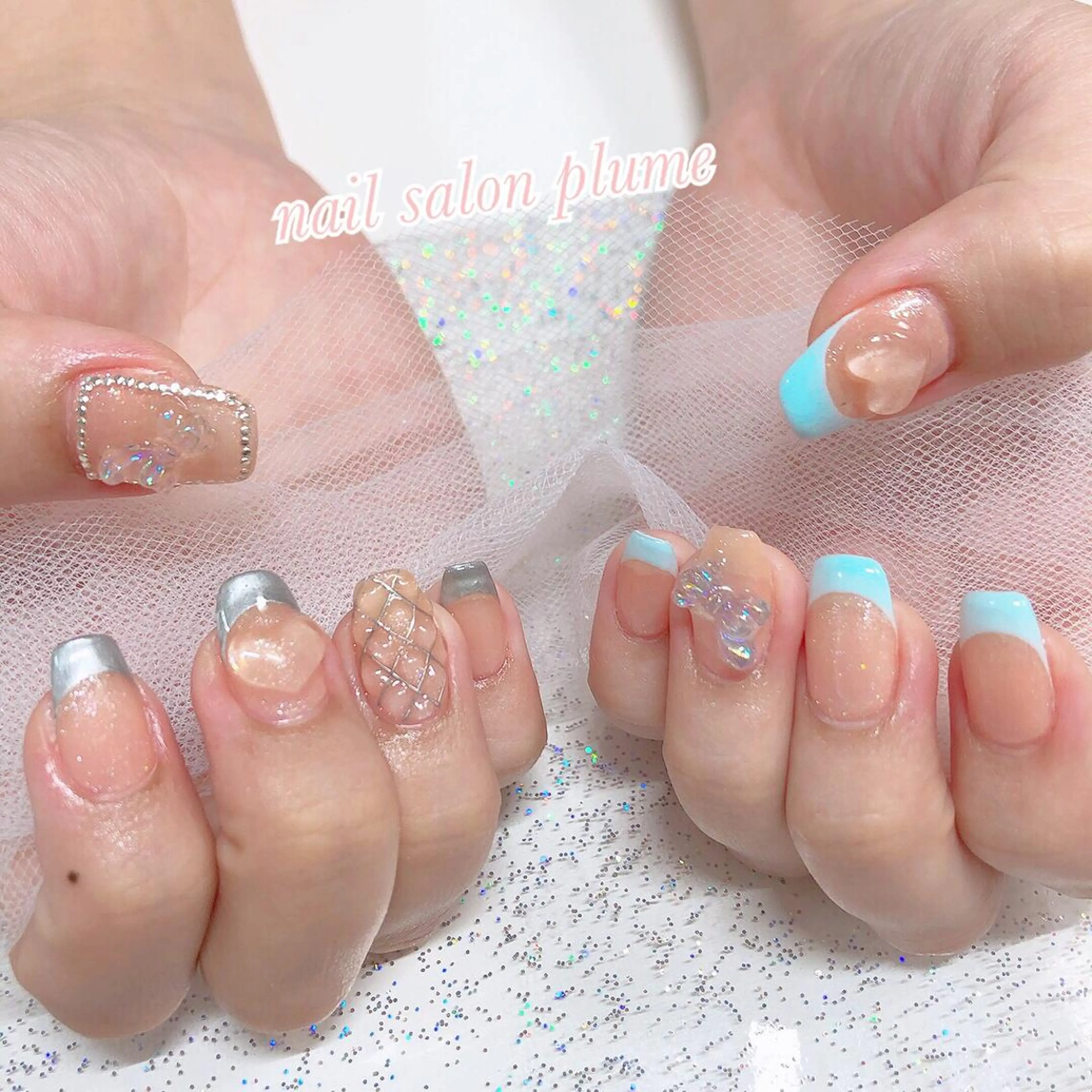 ネイル アートネイル クリアネイル フラワーネイル フレンチネイル ハート ハンドネイル plume nail ☆韓国ネイルのネイルデザイン