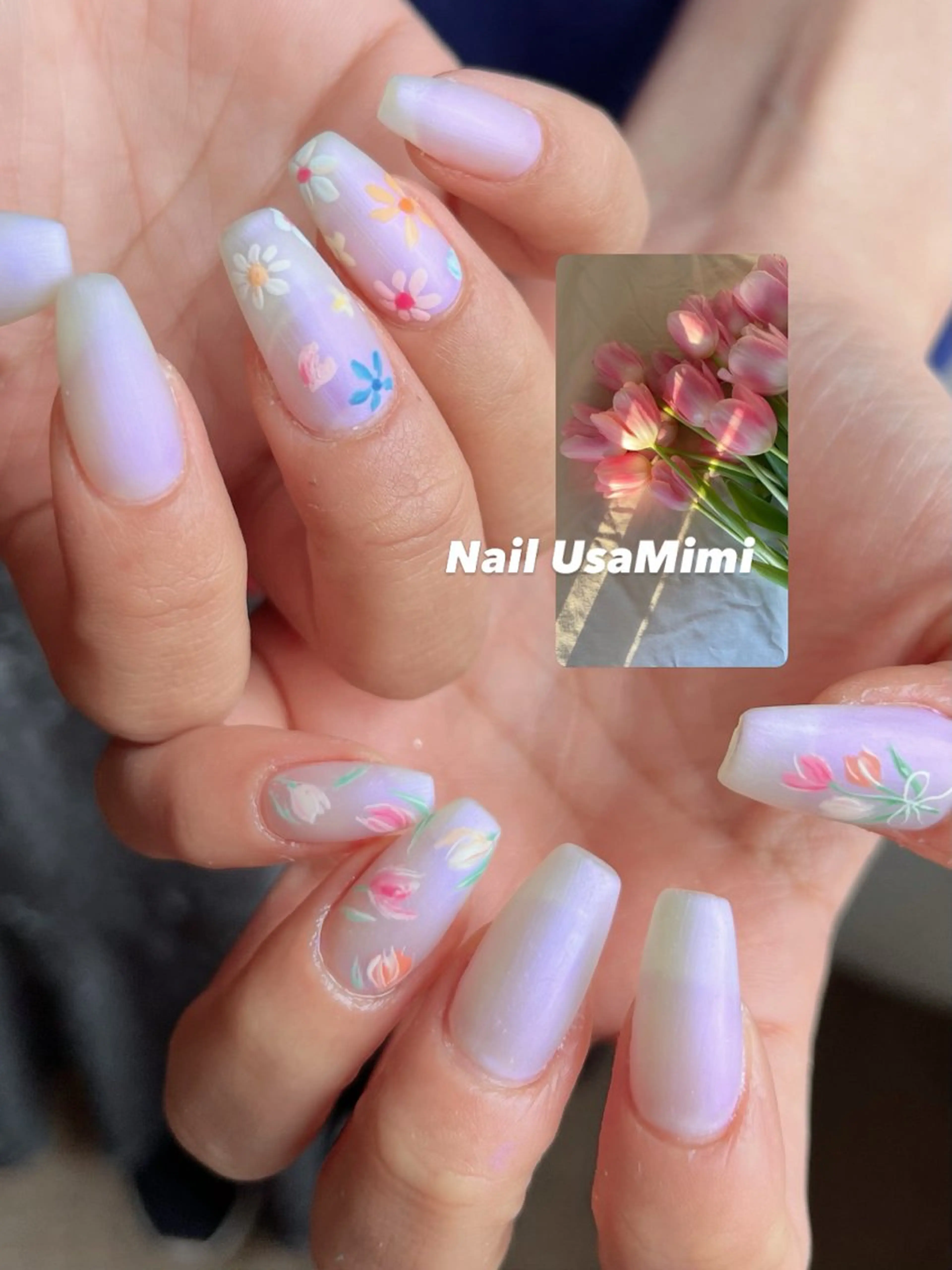 ネイル アートネイル ジェルネイル キラキラネイル オフィスネイル 春ネイル ハンドネイル Nail Usa Mimi ASAKOのネイルデザイン