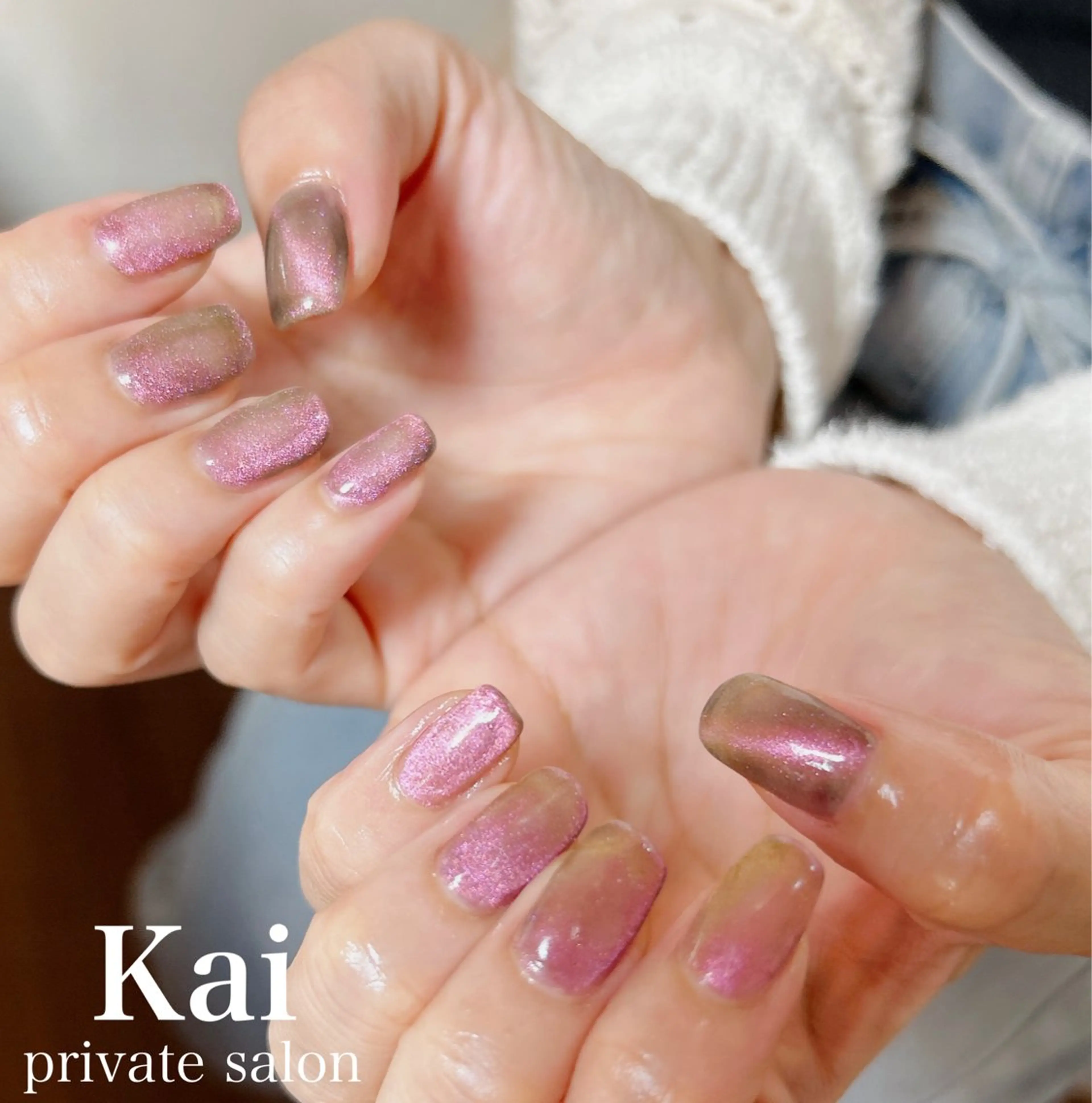 ネイル ブラウン フットネイル ジェルネイル 韓国ネイル マグネットネイル ハンドネイル Kai  nail Mayukoのネイルデザイン