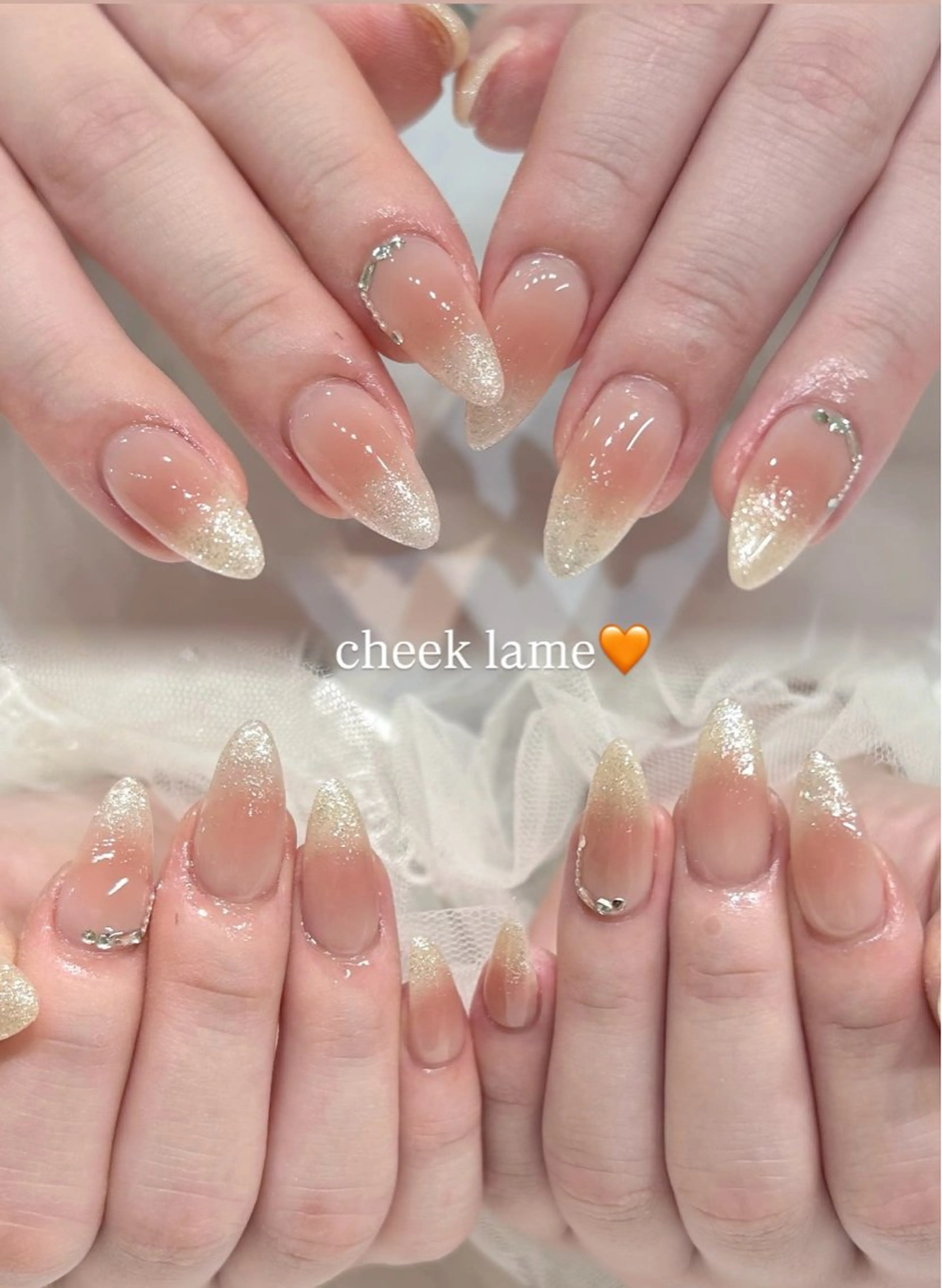 ネイル チークネイル ジェルネイル ラメ(グリッター) ワンカラーネイル パラジェル ハンドネイル 🎀チーク/ちゅるん 🫧chisa🎀のネイルデザイン