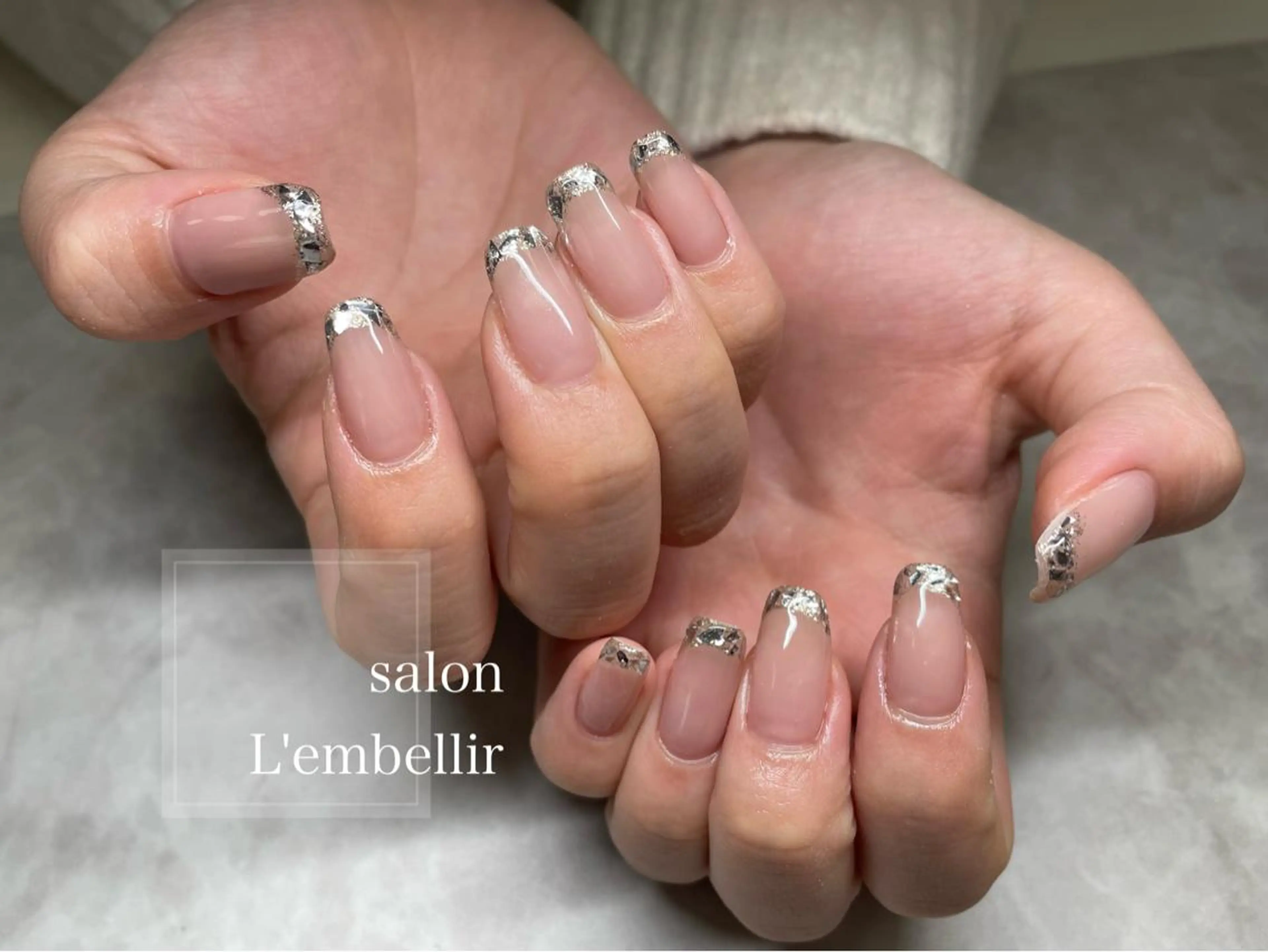 ネイル フレンチネイル ガラスフレンチ salon L'embellirのネイルデザイン