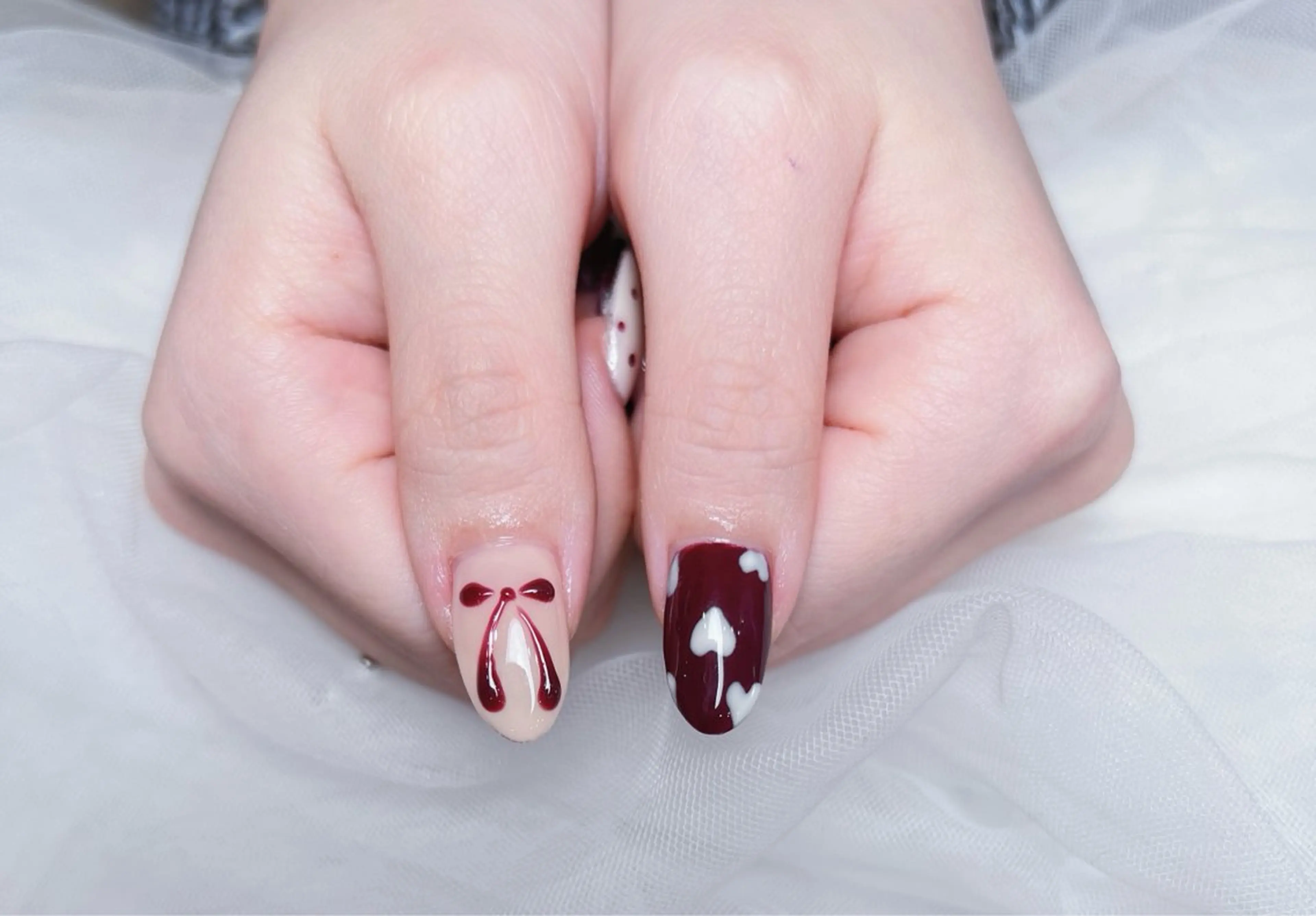 ネイル アートネイル オーロラネイル チークネイル 長さ出し フットネイル Miya _nailのネイルデザイン