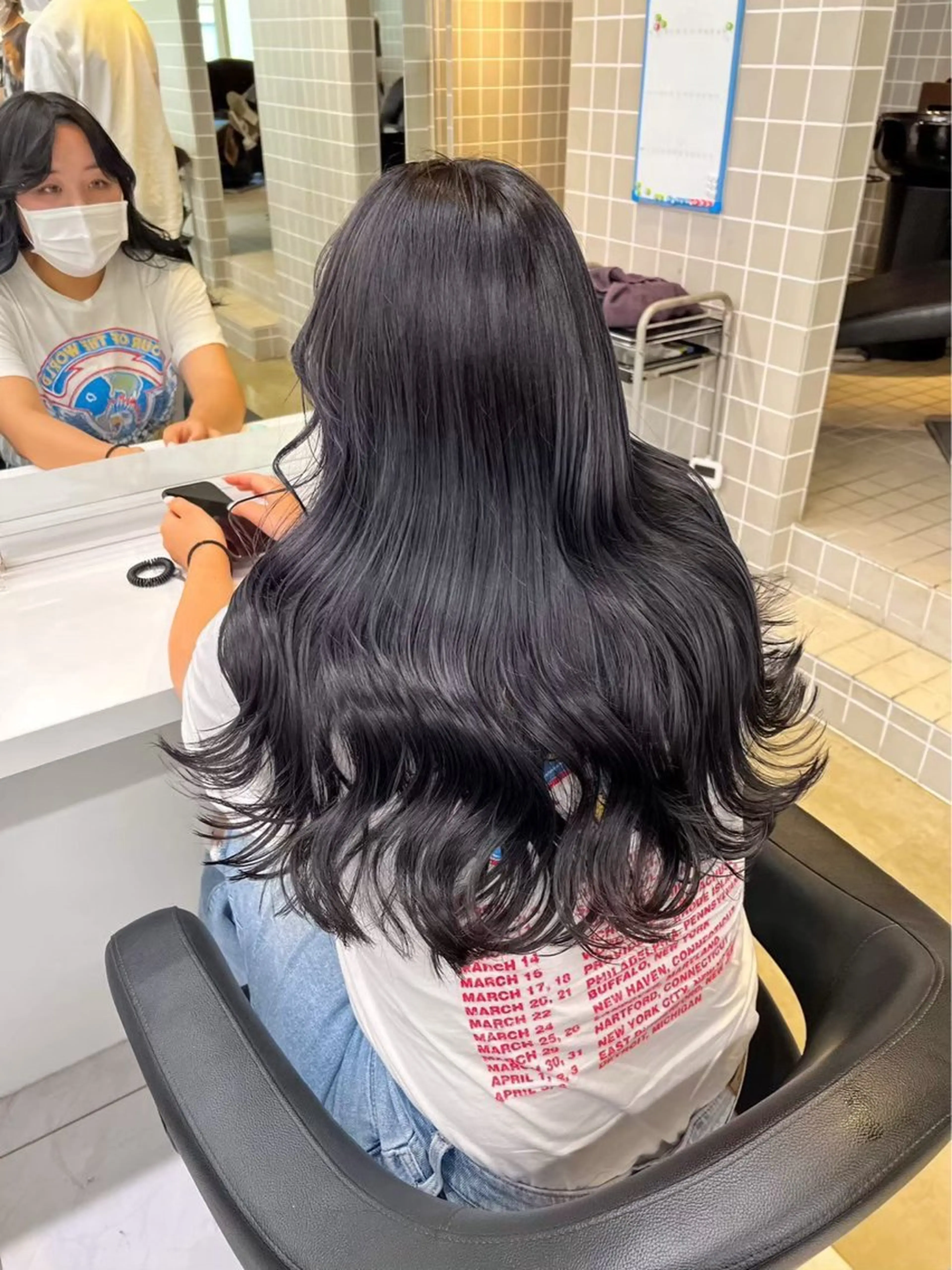 ロング カラー ヘアアレンジ カット ヘアカラー トリートメント ヘッドスパ ヘアセット 韓国ヘア/赤み消し /大人透明感🫧のヘアスタイル