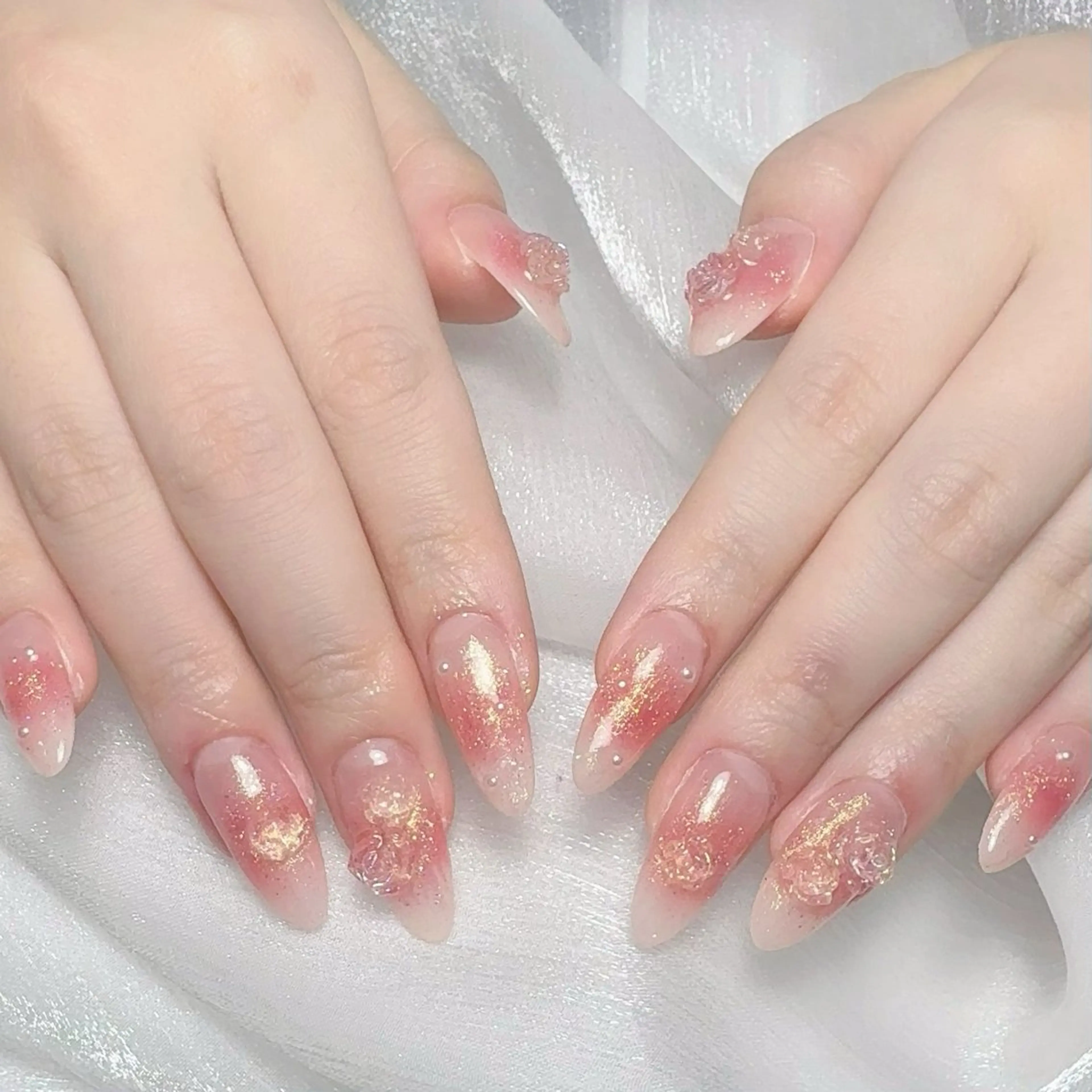 メンズ ネイル メンズ韓国風 アートネイル オーロラネイル ガーリー キラキラネイル ハンドネイル Nail salon 木にいるのネイルデザイン