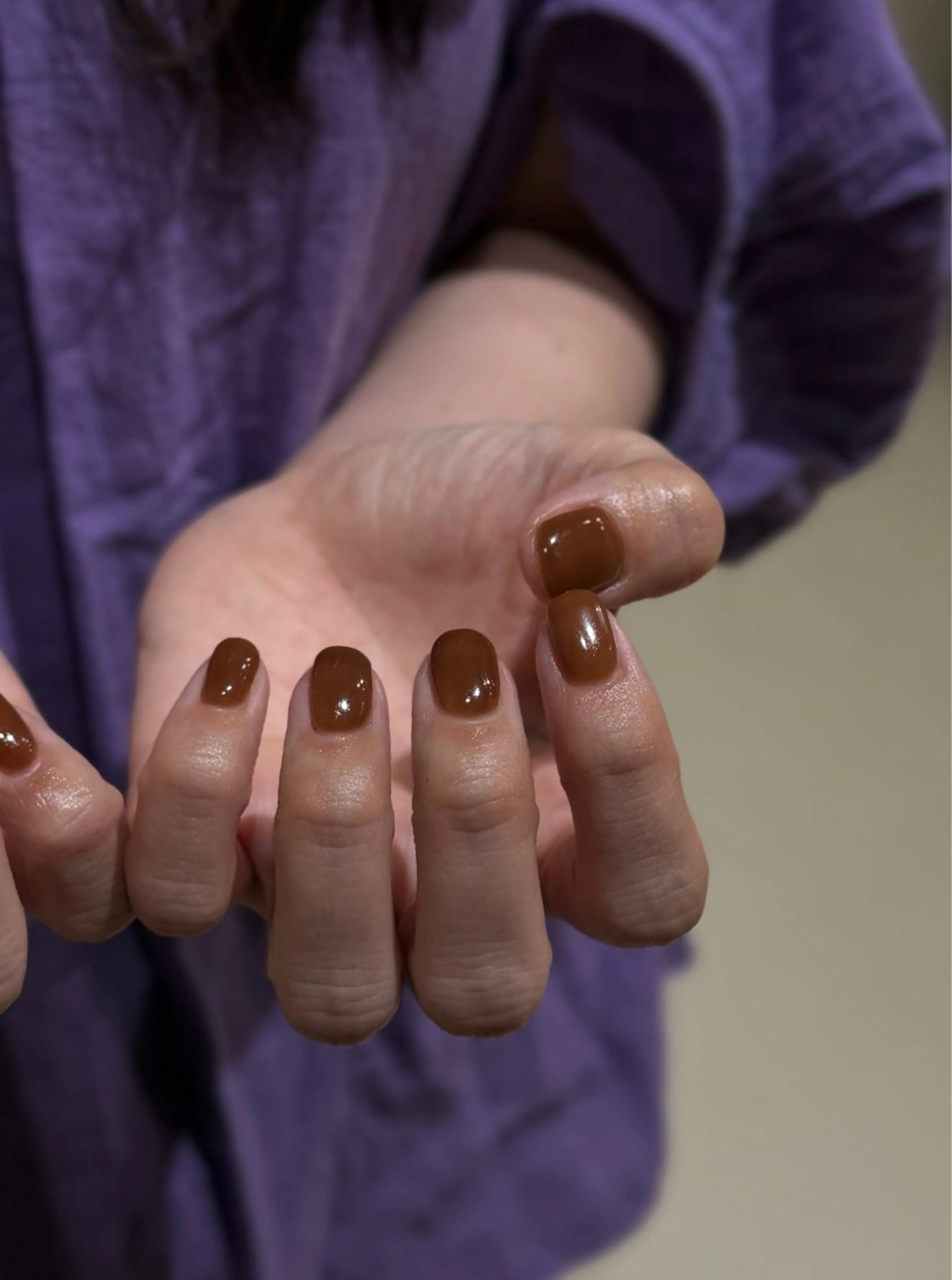 ネイル ブラウン クリアネイル 市川 加奈子のネイルデザイン