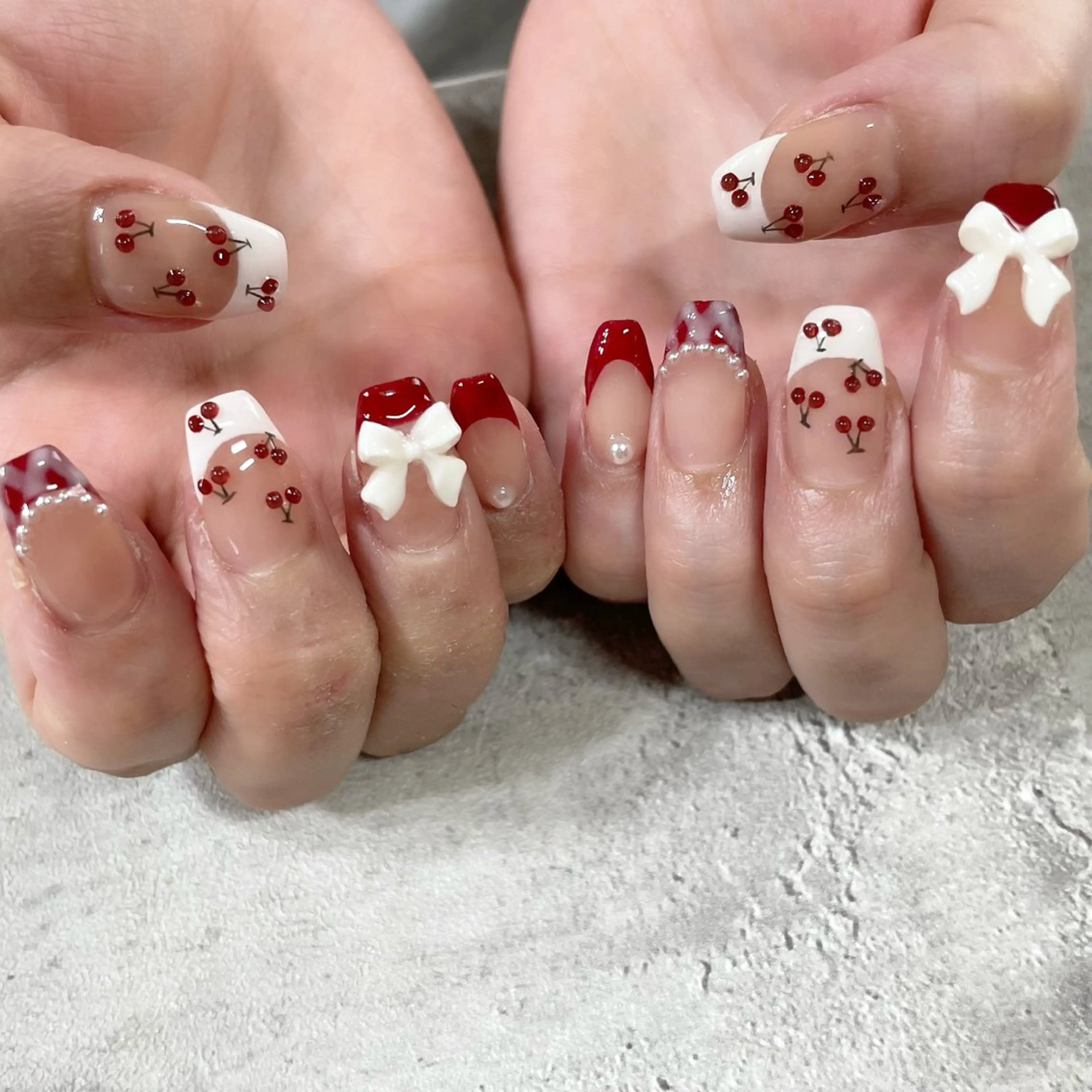 ネイル ジェルネイル リボン 東 千夏のネイルデザイン