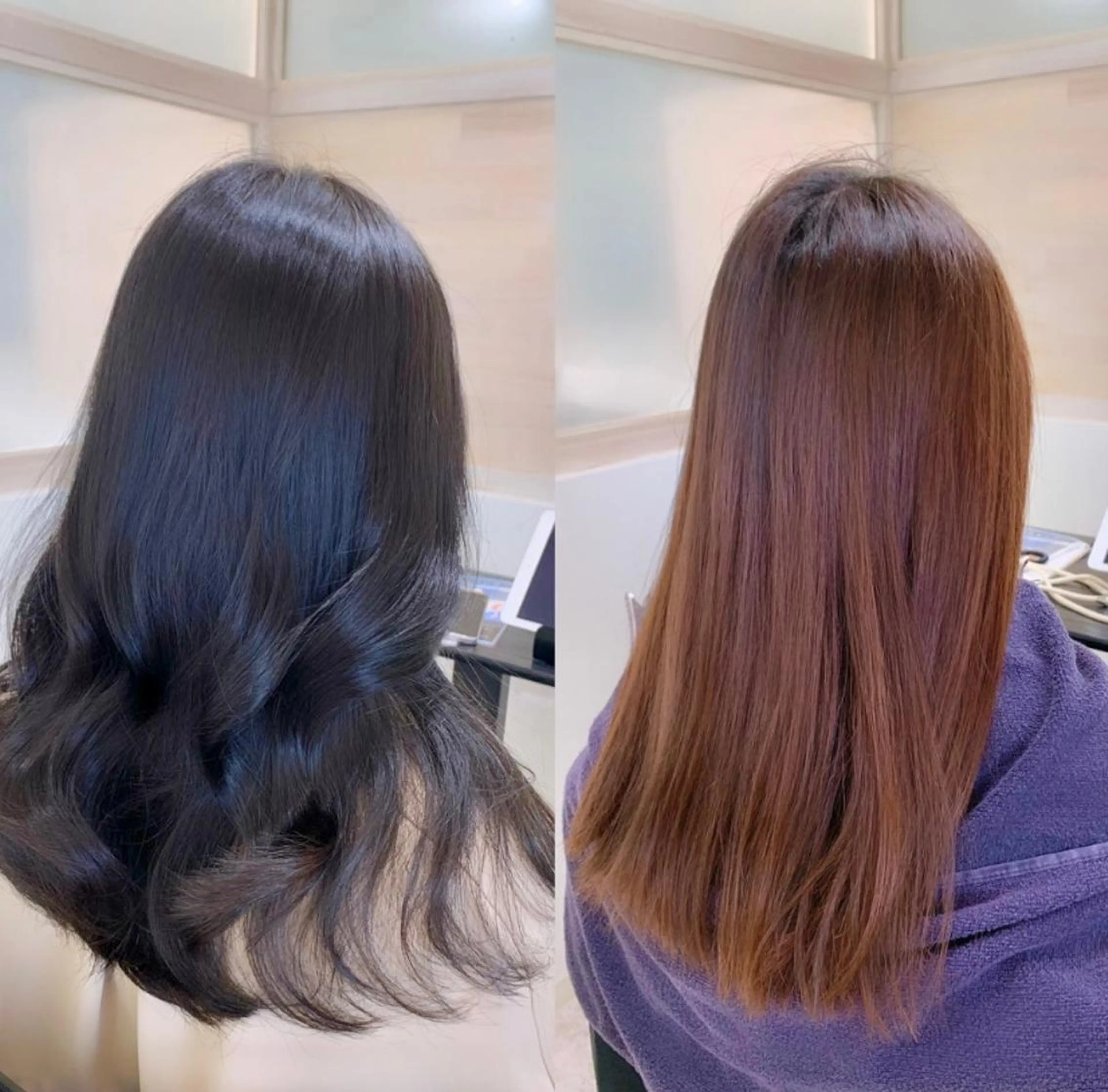 セミロング カラー 垢抜け 雰囲気アップ ふにゅう ののかのヘアスタイル