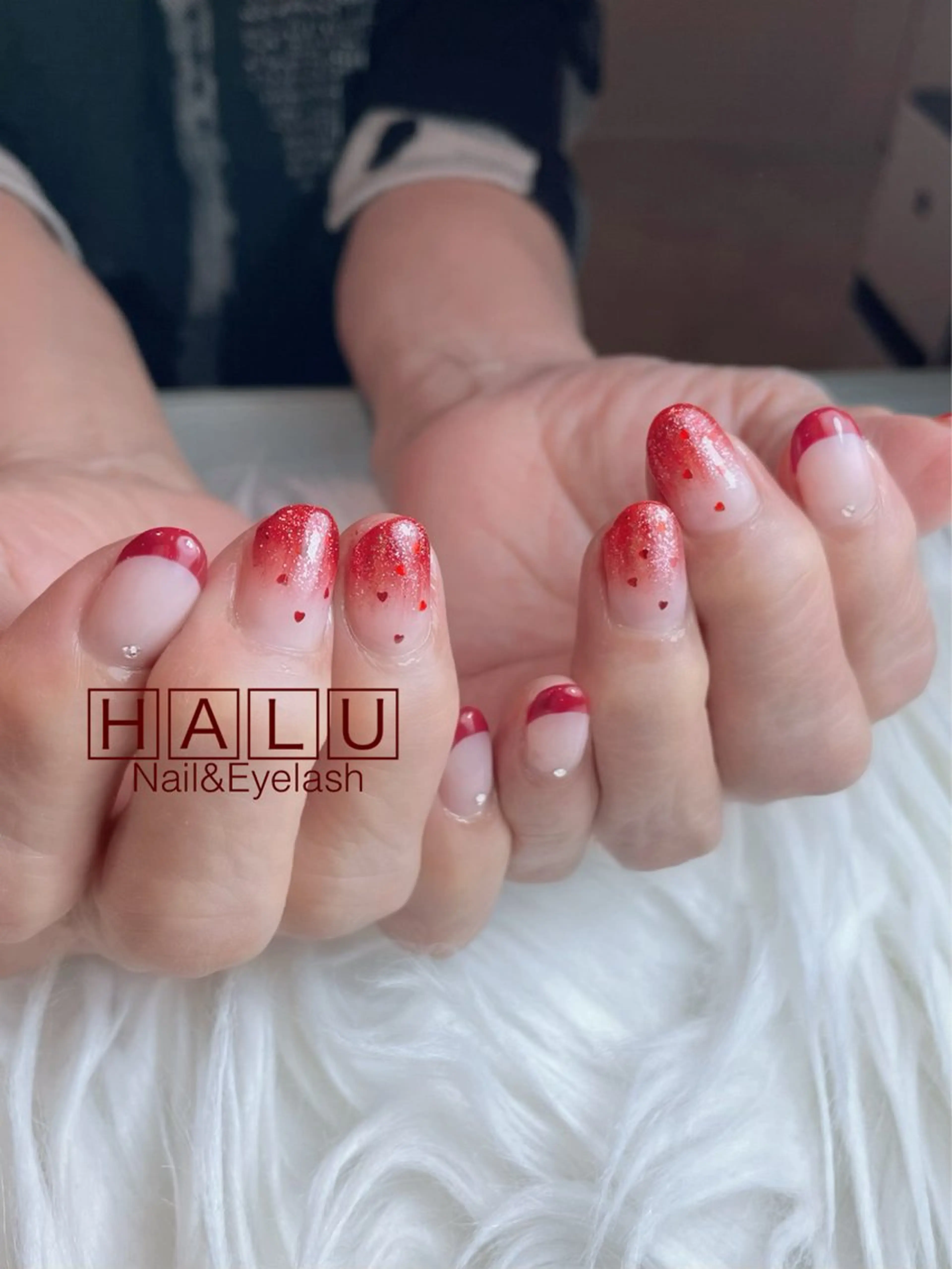 ネイル フレンチネイル 赤色 HALU ハルのネイルデザイン