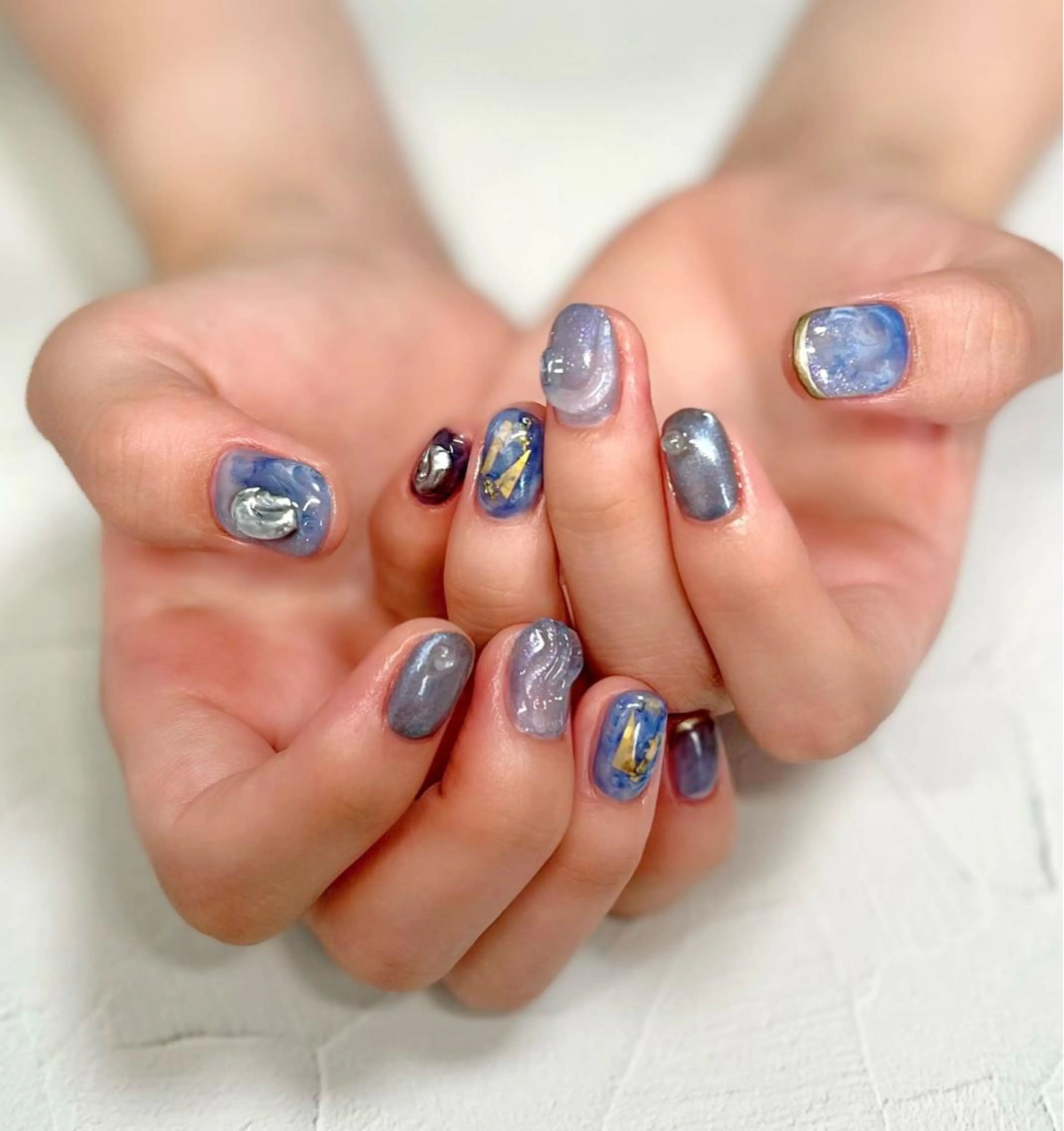 ネイル ブルー ニュアンスネイル ハンドネイル shonan_ kairiのネイルデザイン