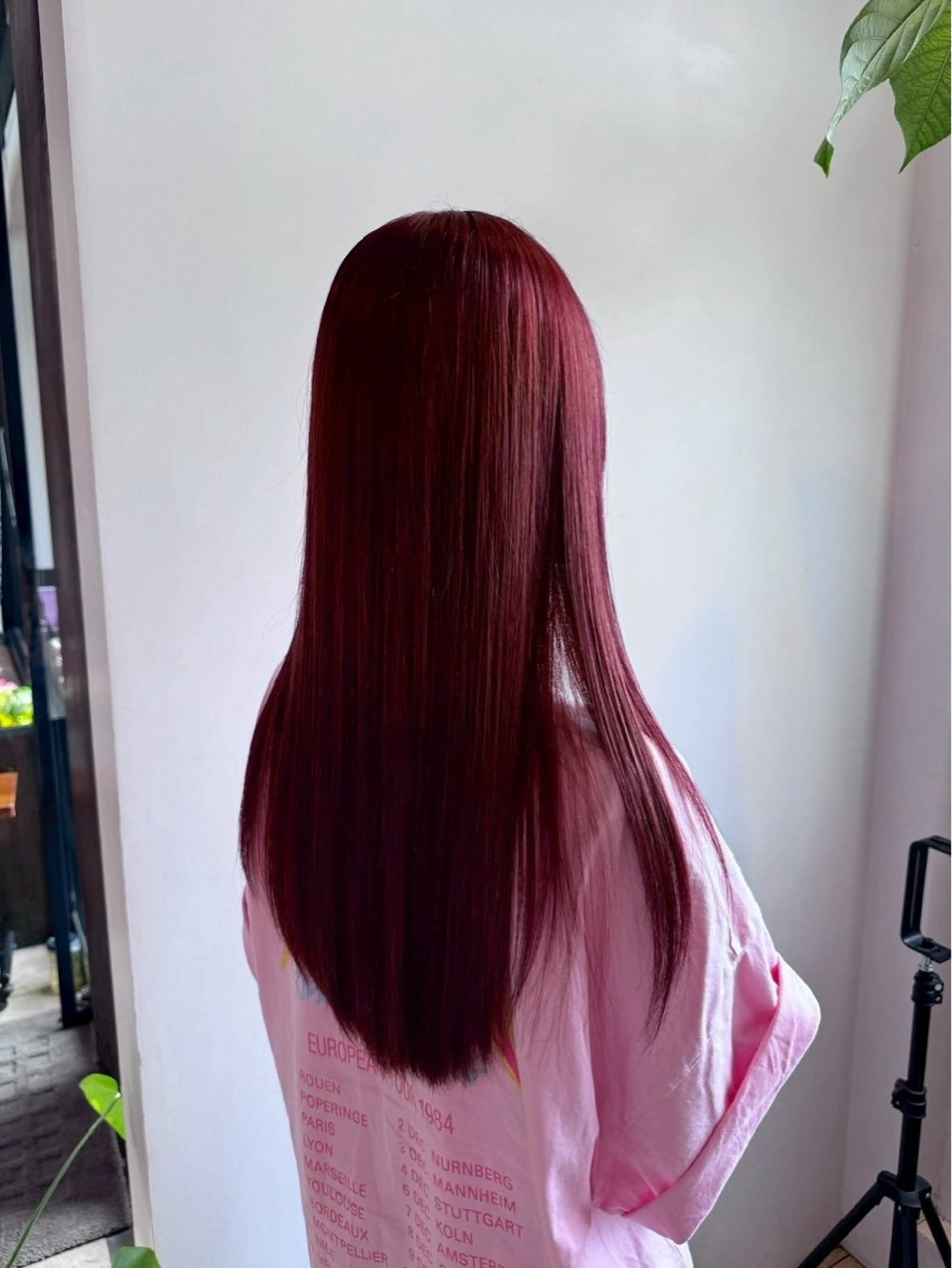 ロング カラー レッドカラー 川邊 唯礼のヘアスタイル