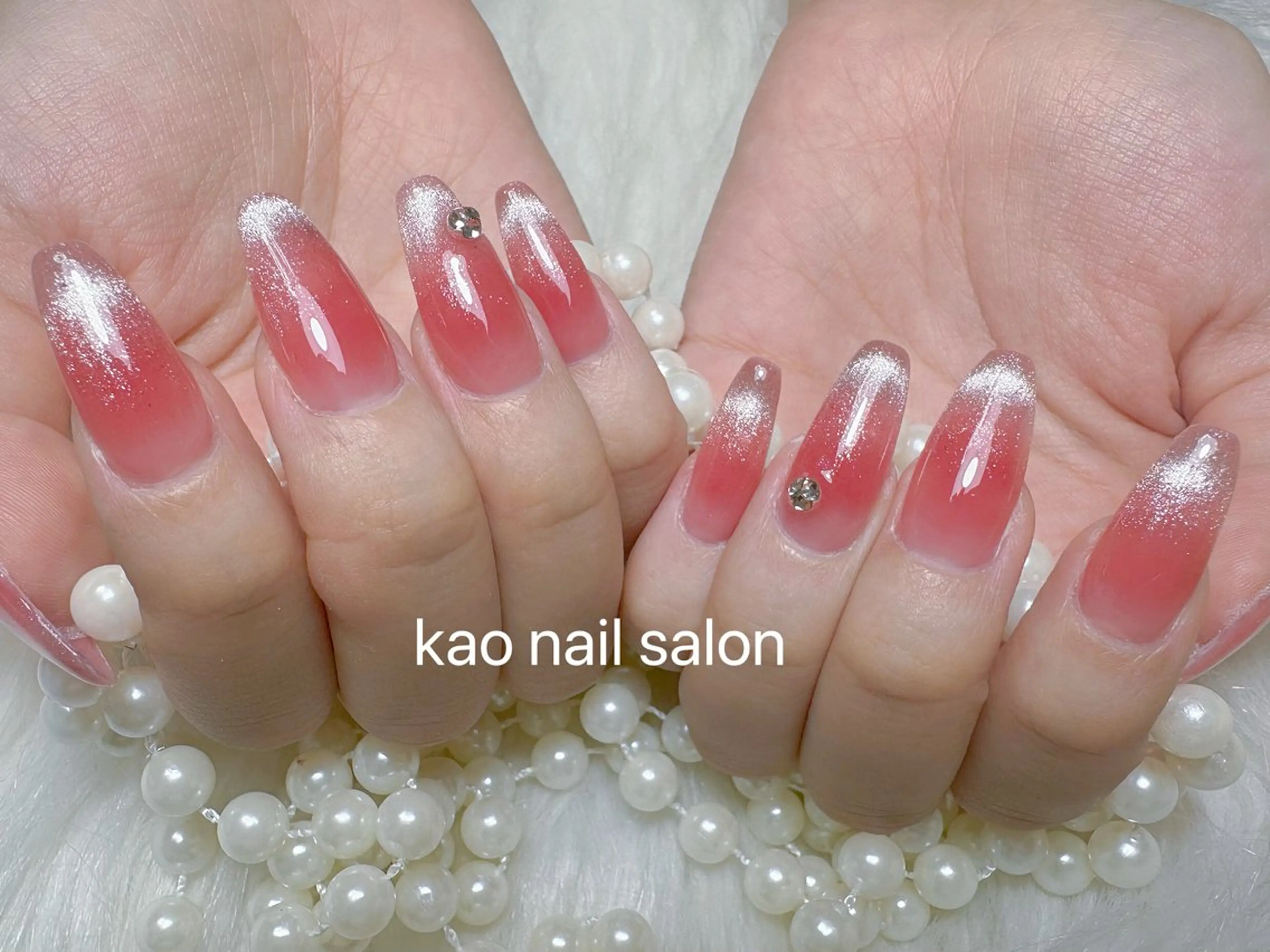 【ミニモ限定】ワンホンネイル　チップ長さだし+チークネイル+マグネットフレンチ　¥9500【初回オフ無料ケア込み】の写真