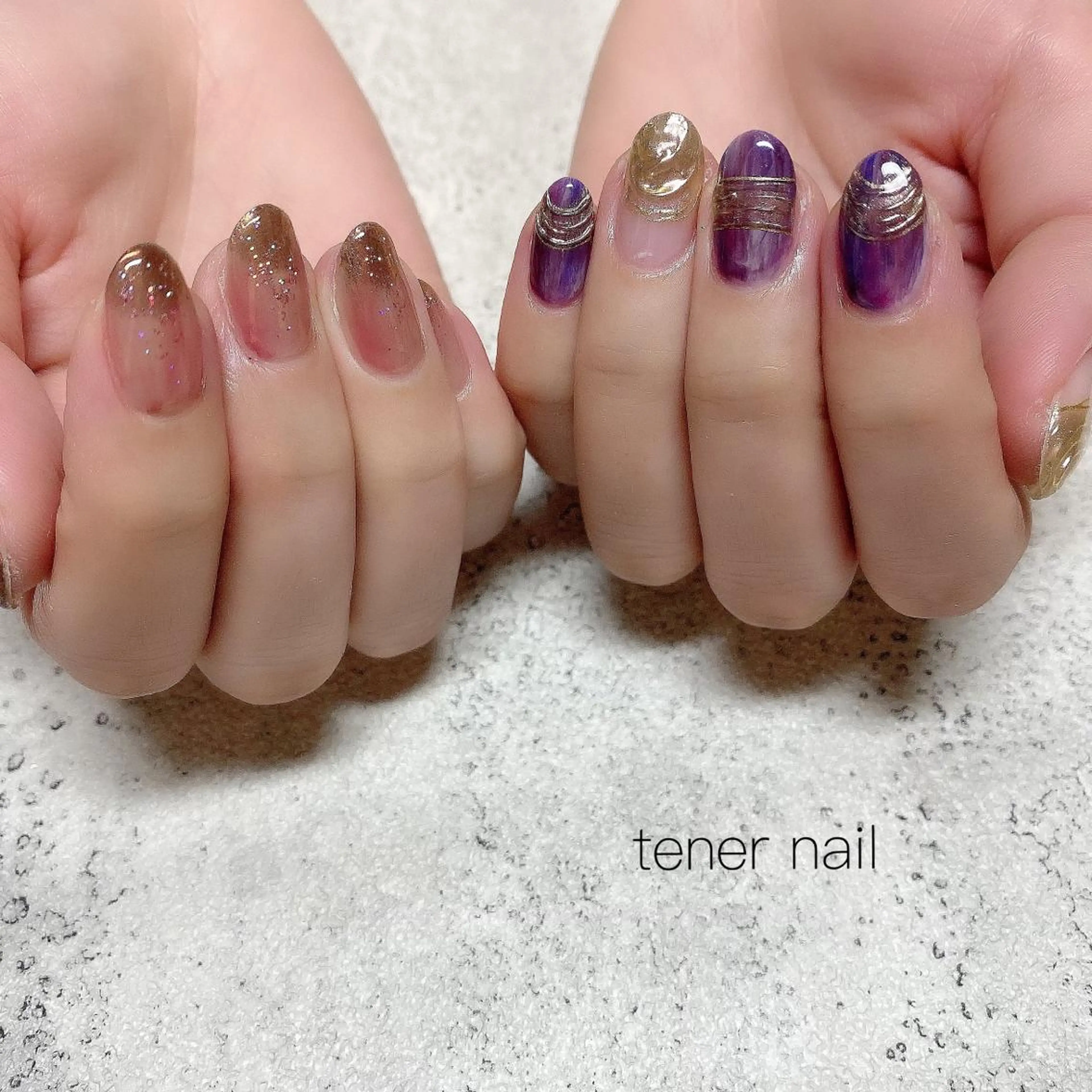 ネイル ニュアンスネイル パープル テネルネイル tener nailのネイルデザイン