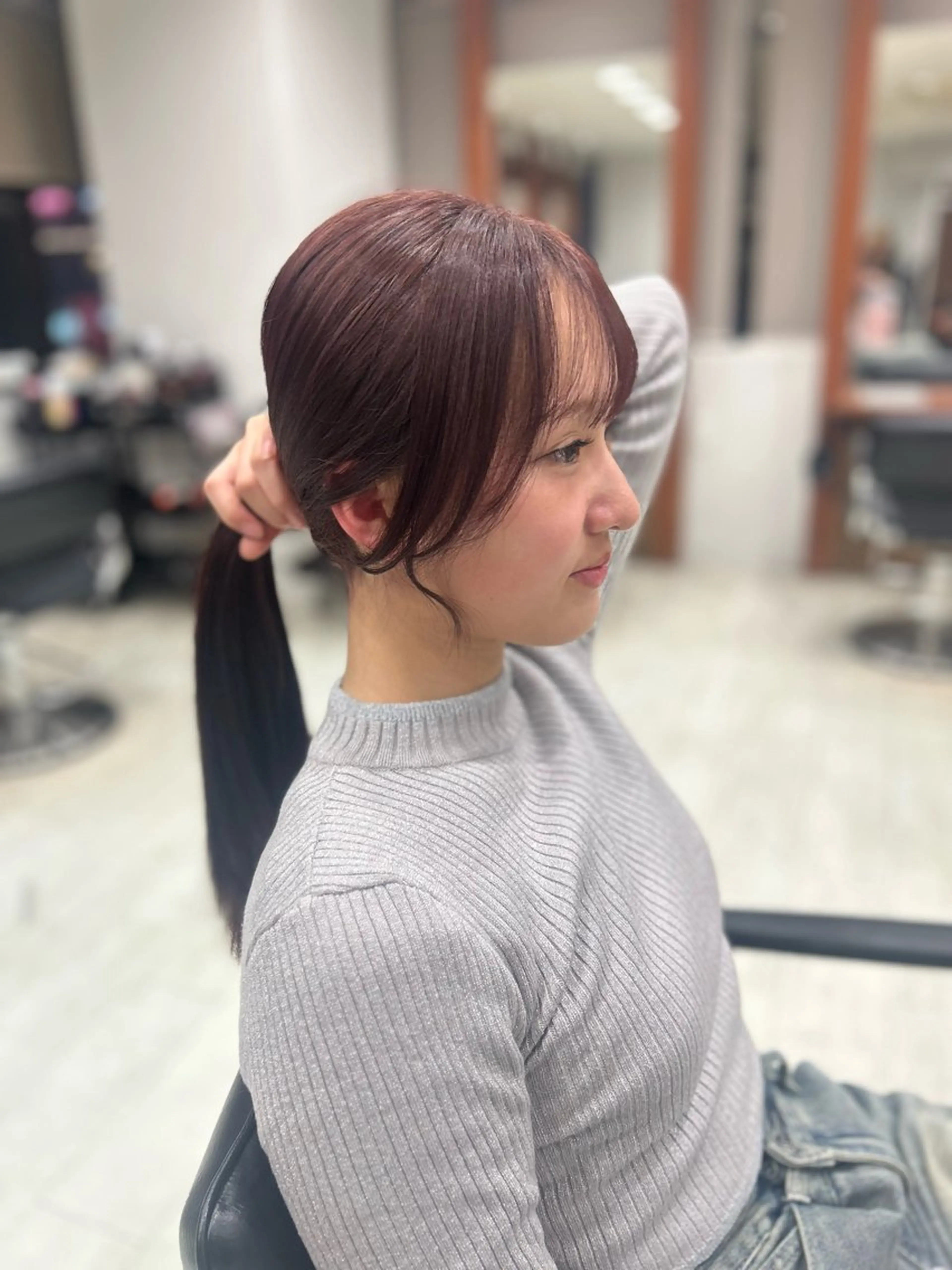 ロング ピンクラベンダー 顔周りカット カット ヘアカラー トリートメント 🎀透明感/レイヤ ー/Kotona🎀のヘアスタイル