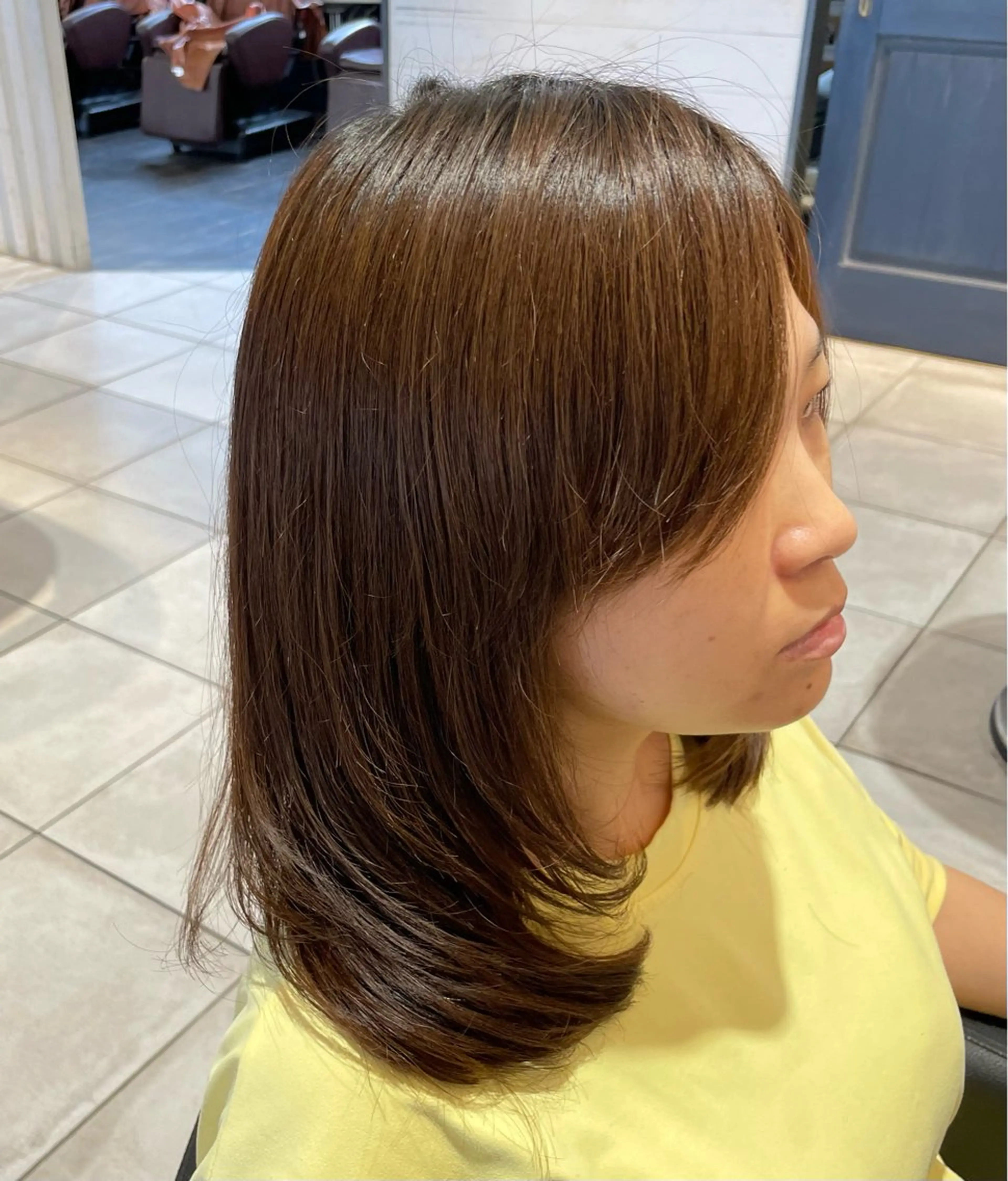 セミロング カラー パーマ セミロングパーマ 韓国風ヘア レイヤーカット 縮毛矯正 デジタルパーマ カット パーマ 縮毛矯正 トリートメント ヘアセット 渡部雄大 ショート／縮毛矯正のヘアスタイル