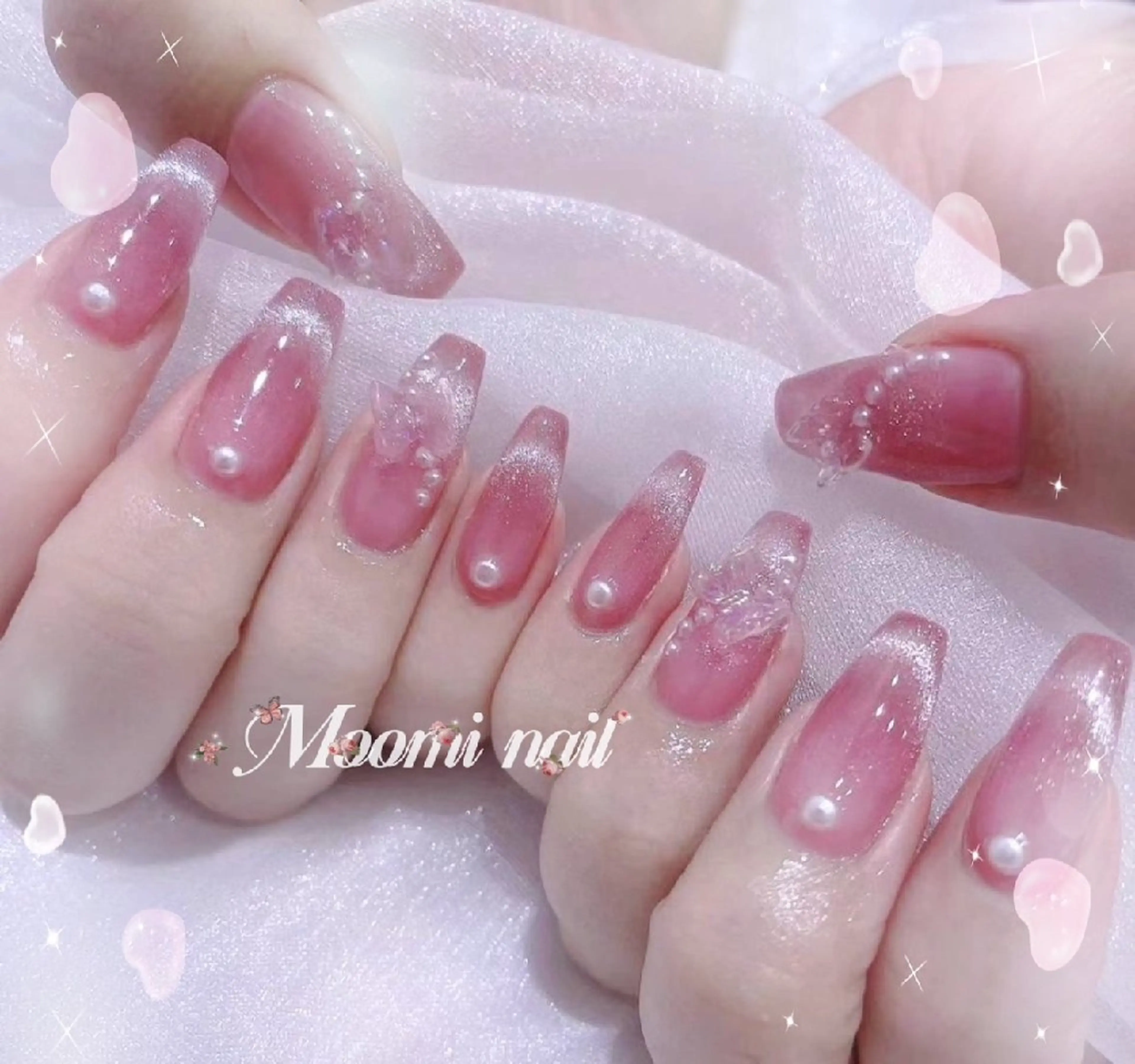 ネイル アートネイル 成人式 長さ出し フットネイル フレンチネイル moomi nail スカルプ専門のネイルデザイン