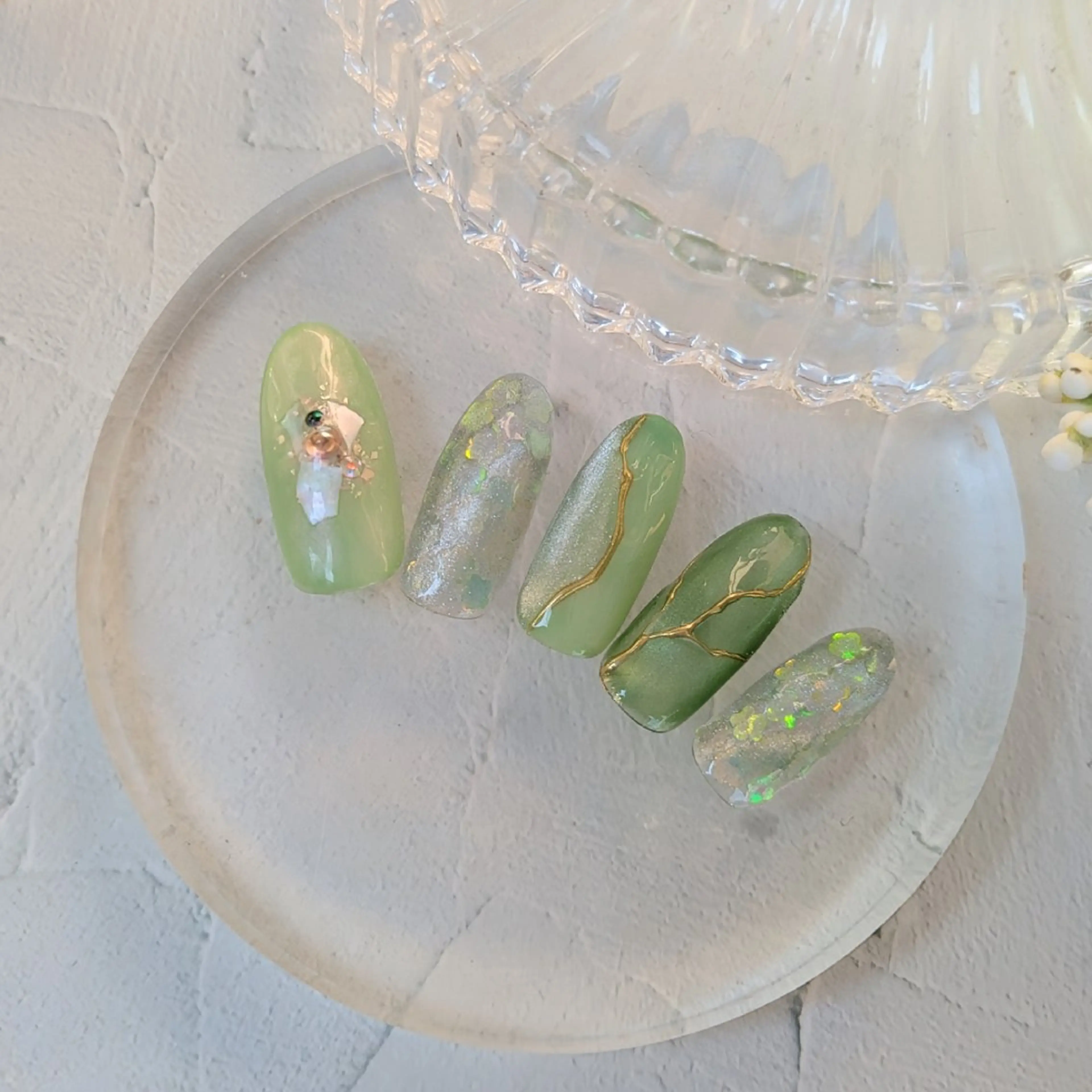 ⭐️【ソフトジェル他店オフあり】ハンド今月のキャンペーンネイル(グリーン)の写真