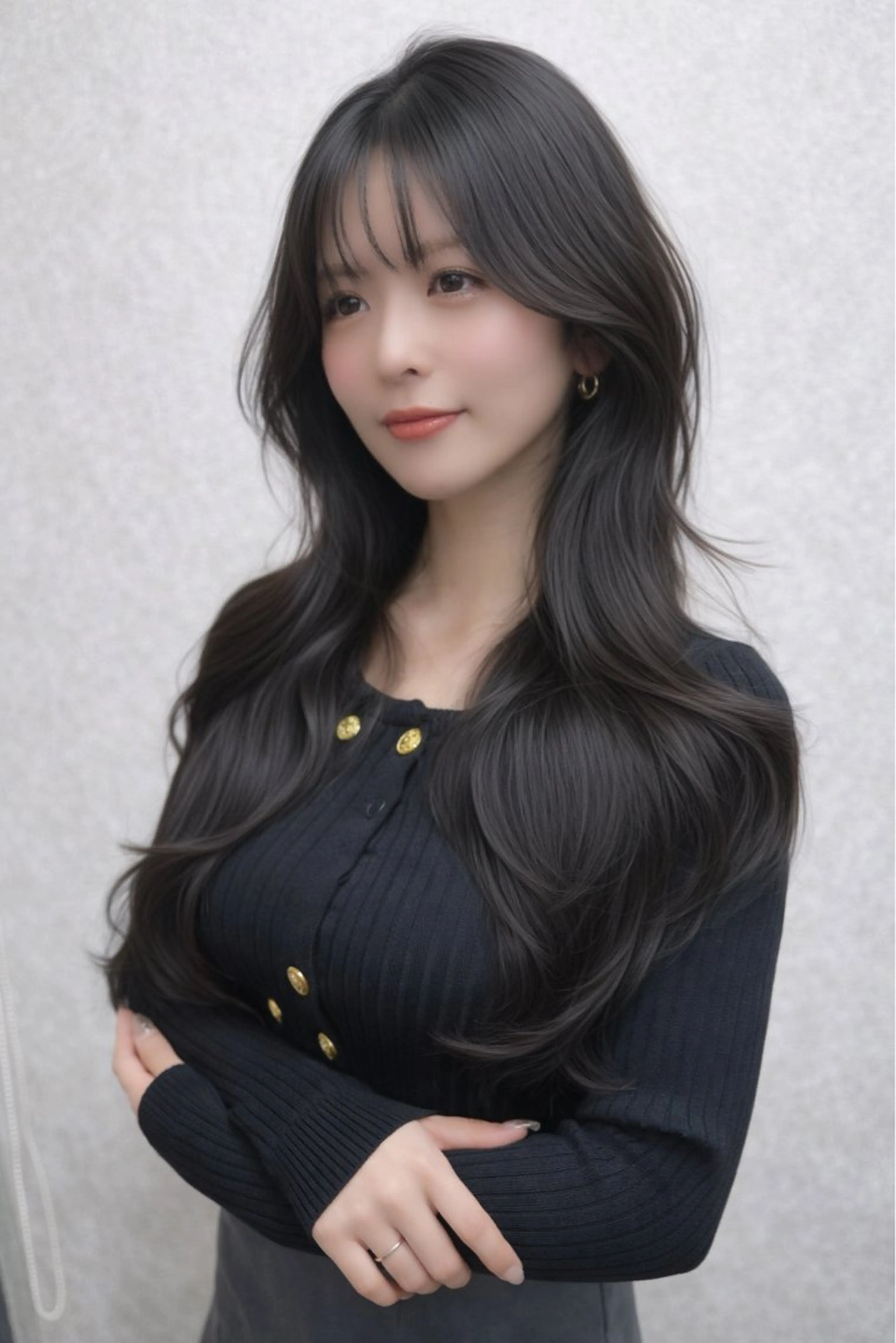 ロング カラー 韓国風ヘア レイヤーカット カット ヘアカラー トリートメント AiM エイム　韓国レイヤーのヘアスタイル