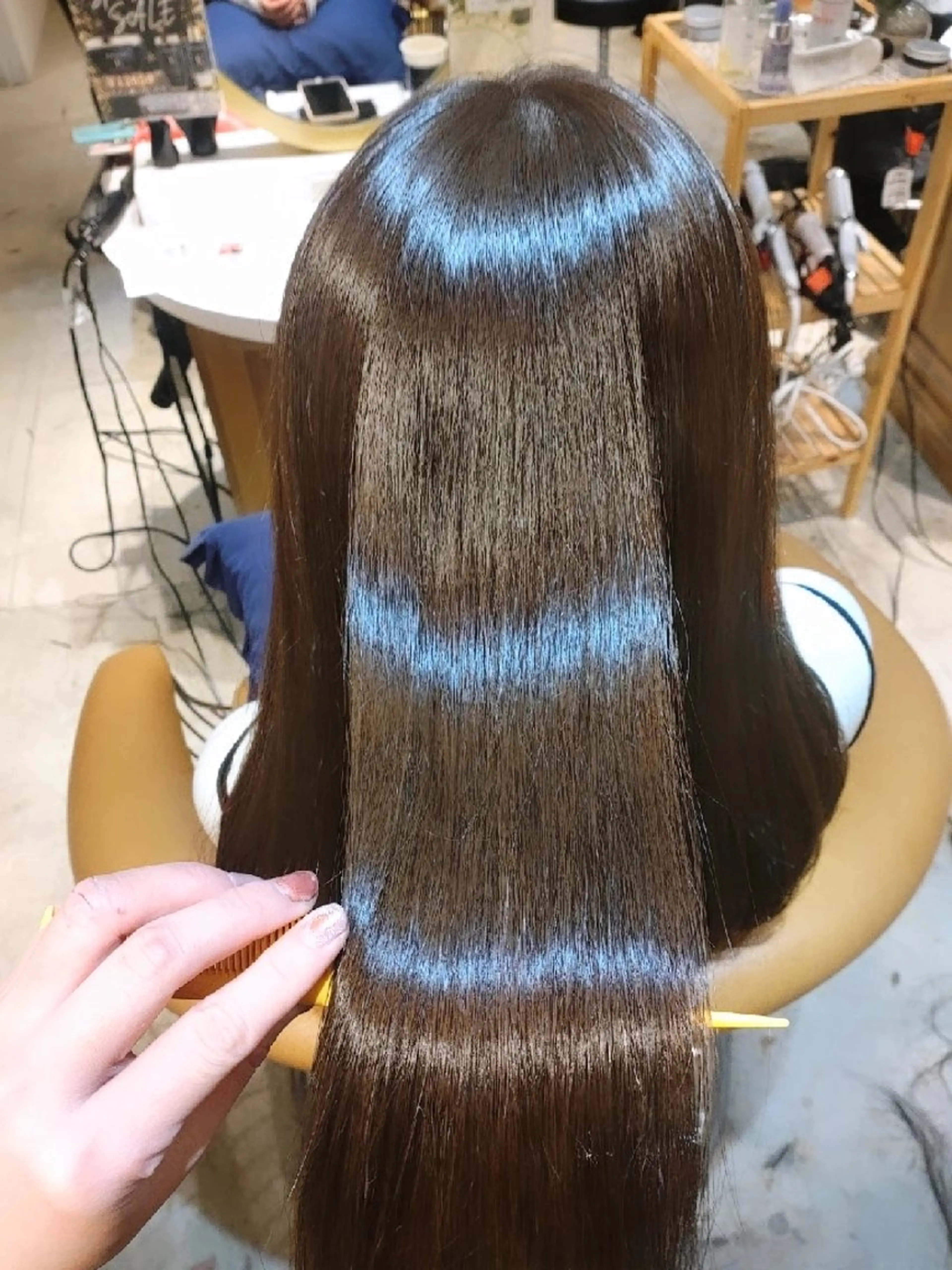 セミロング カット ヘアカラー 縮毛矯正 トリートメント 縮毛矯正/レイヤー 💎やまもとちひろのヘアスタイル