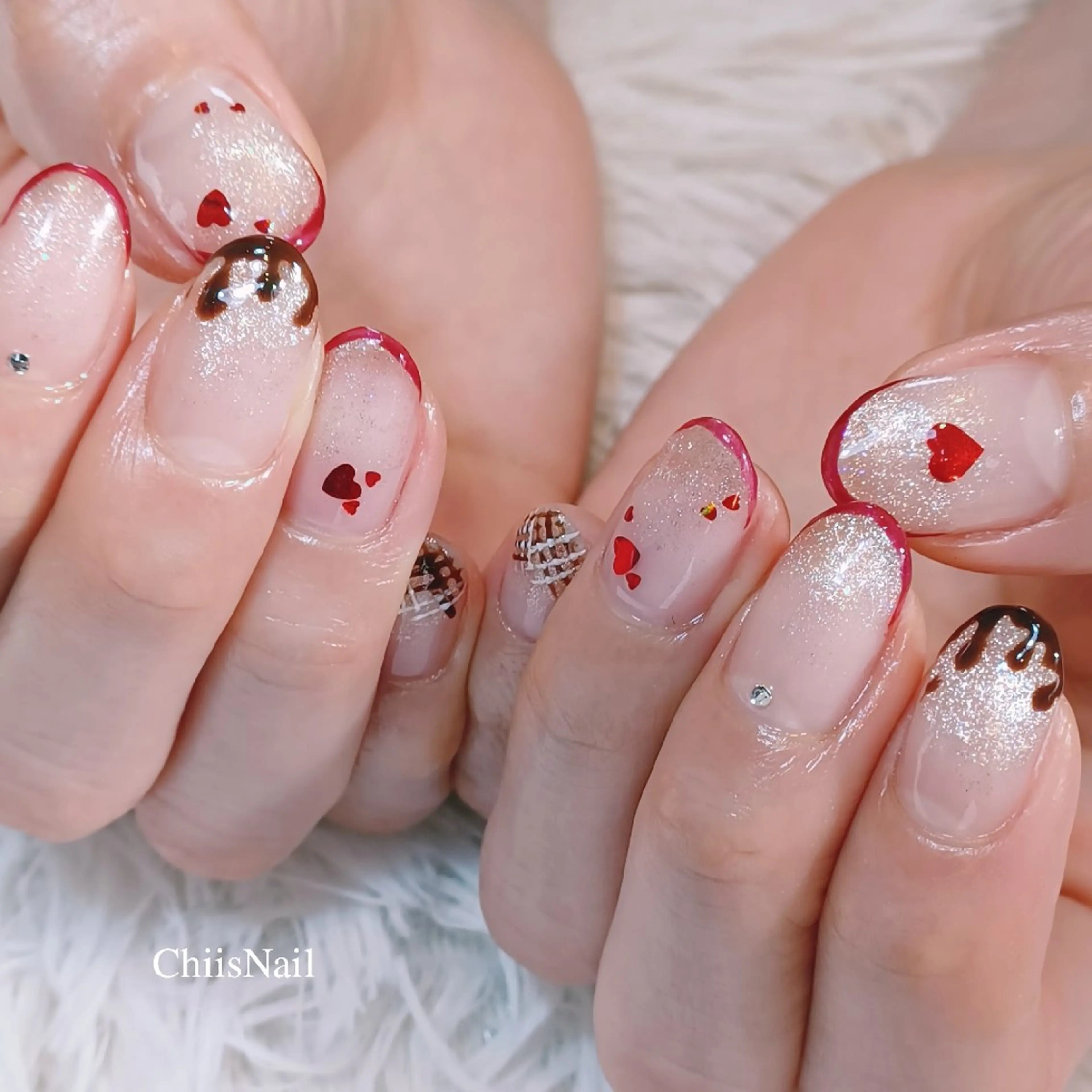 ネイル バレンタイン ハンドネイル ChiisNail チィズネイルのネイルデザイン
