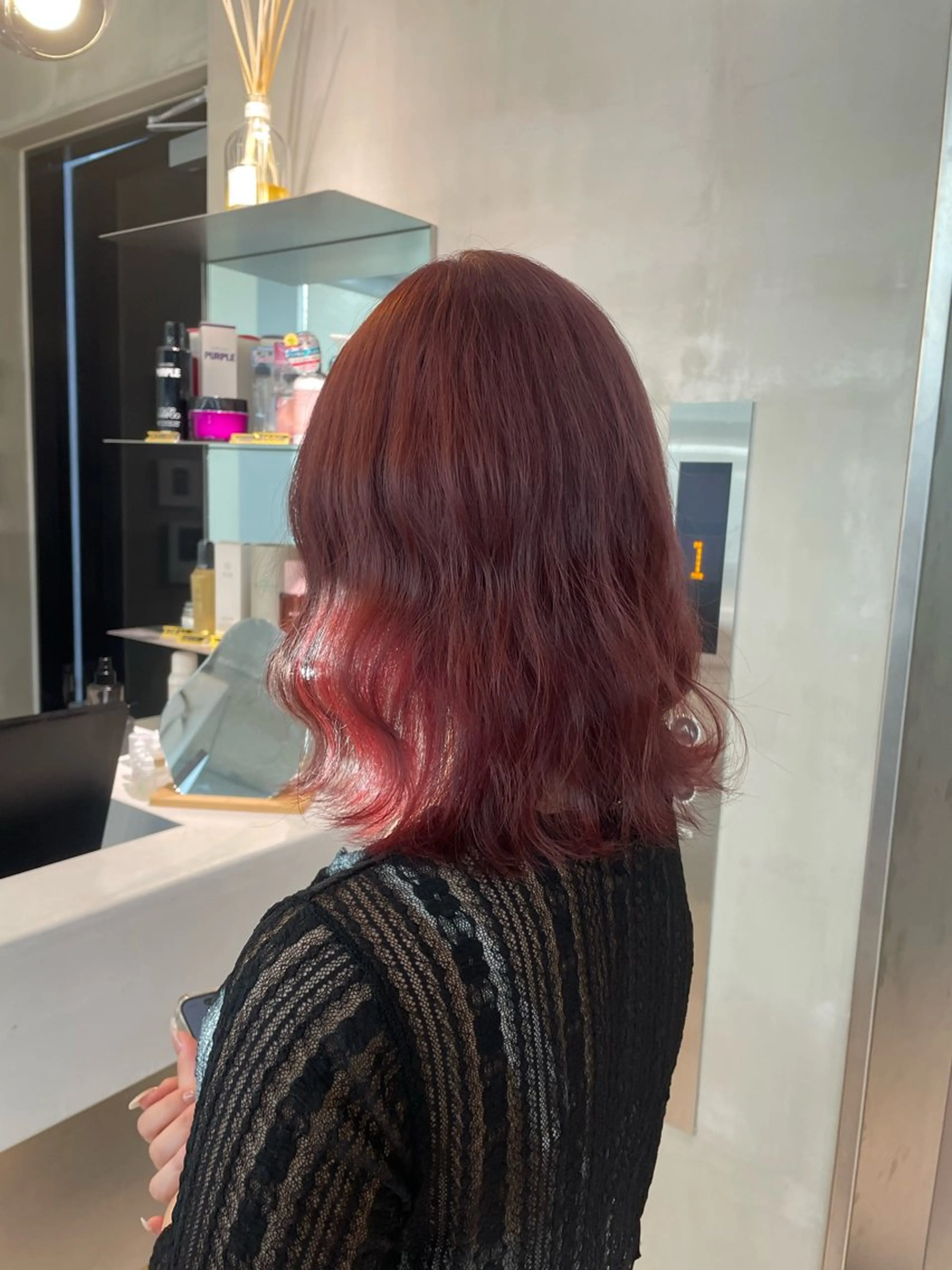 ミディアム ヘアカラー 韓国ヘア/レイヤー Londエレンのヘアスタイル