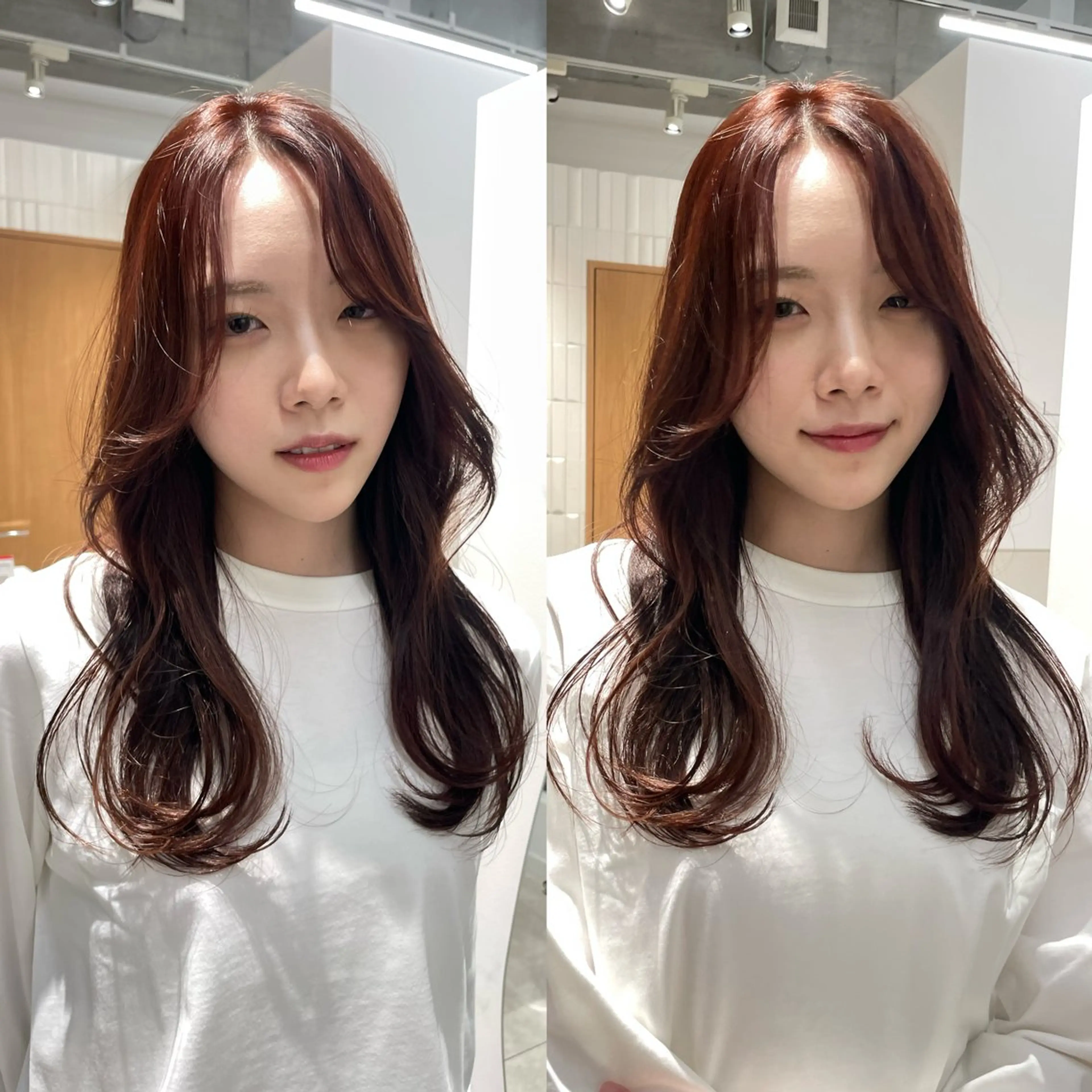 セミロング カラー カット ヘアカラー 抜け感ボブ×パーマ ｜kazaneのヘアスタイル